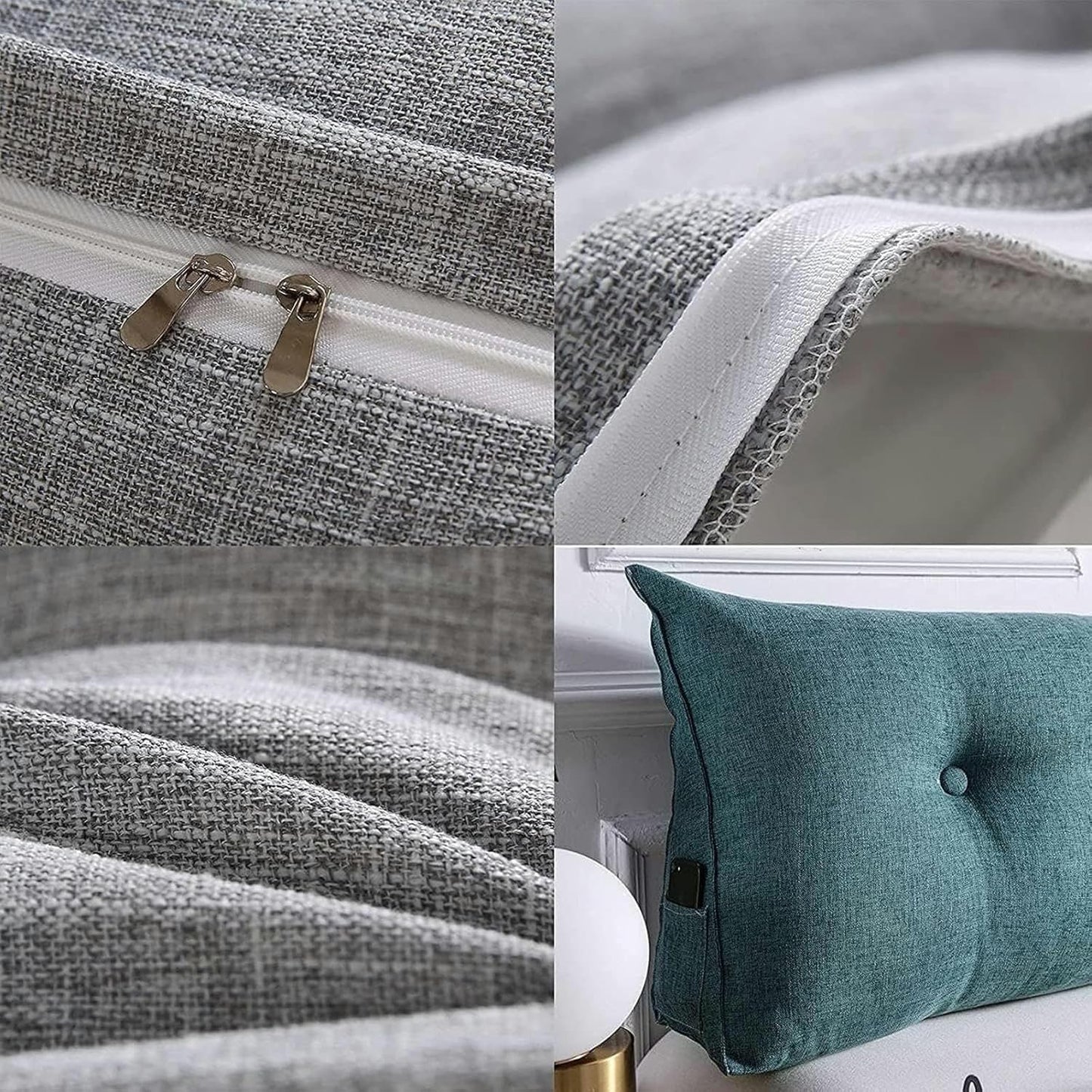 Bedside Reading Cushion, for Headboard Day Bed Bunk Bed with Removable Cover Wedge Pillow Triangular Positioning Support Bed Rest Pillows(Dark Gray,80 * 50cm)