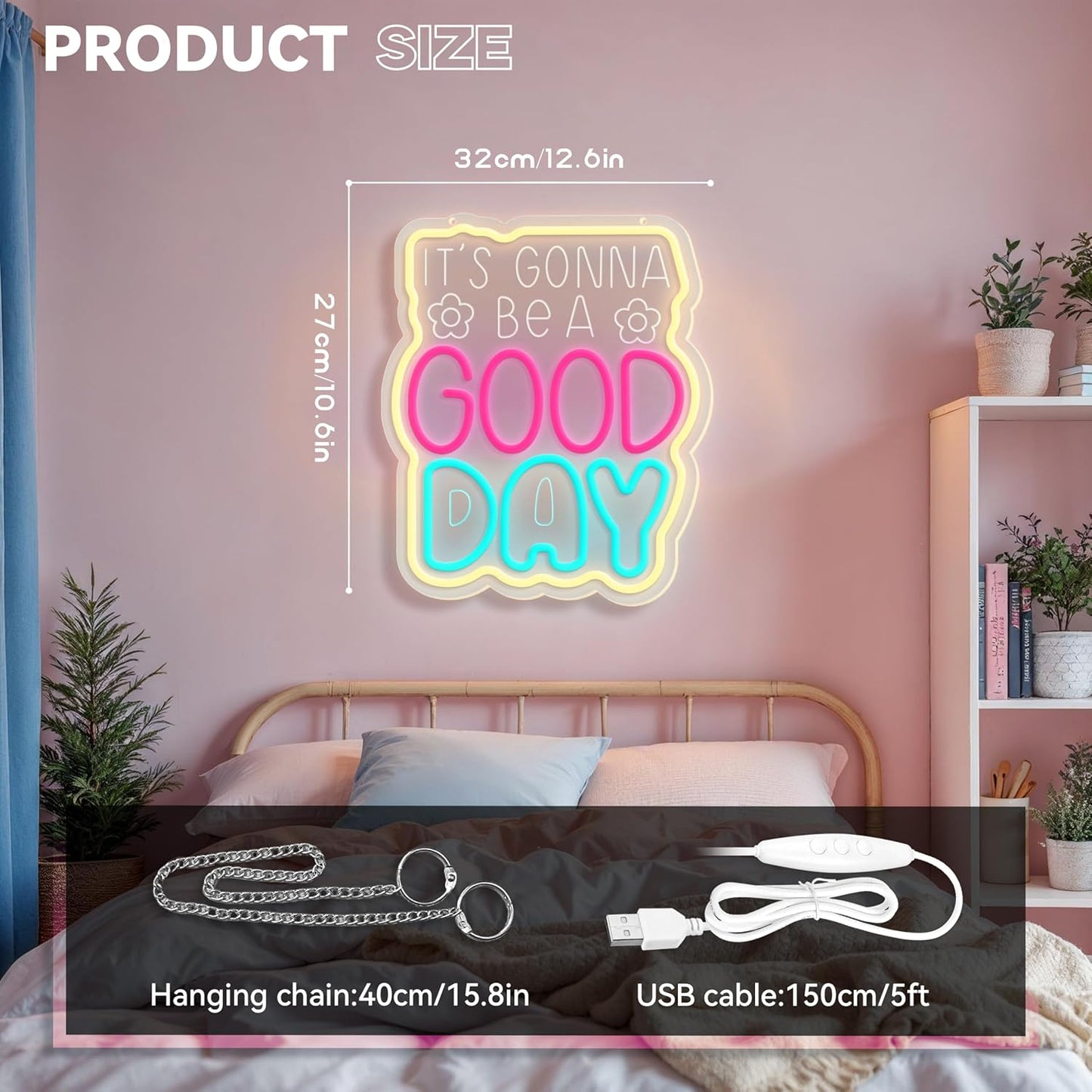 Neon Sign, It's Gonna Be A Good Day Neon Signs for Wall Decor, Dimmable Acrylic Neon Lights for Living Room Bedroom Playroom Restaurant Bar Pub Club Hotel Commercial Streets Party Decorations