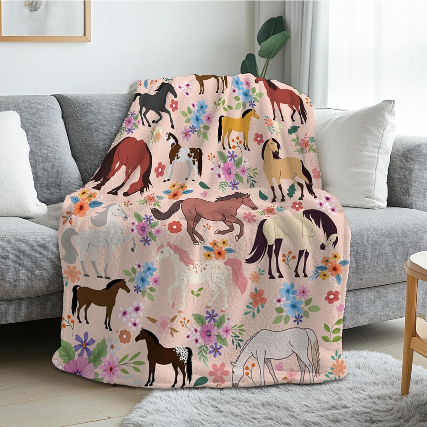 Horse Blanket Gifts for Girls Boys, Soft Horse Blanket for Friend, Women Men, Birthday Gift for Horse Lovers, Warm Flannel Blanket for Couch or Bed, Holiday, Christmas Thanksgiving Day 50x60 in