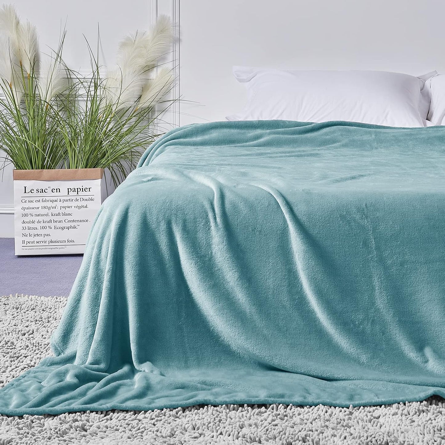 StangH Flannel Fleece Soft Throw Blankets Twin Size, Lightweight Microfiber Fuzzy Blanket for Couch, Warmer Bed Blankets for All Seasons Sofa & Dorm, (Twin Size 60 x 80, Stone Blue)