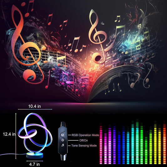 Black USB Modern Table Lamp, 7 Colors 10 Light Modes Spiral Design Table Lamp, Touch Dimmable Nightstand Lamp, Unique Bedside Lamp for Living Room, Bedroom, Cool Lamps