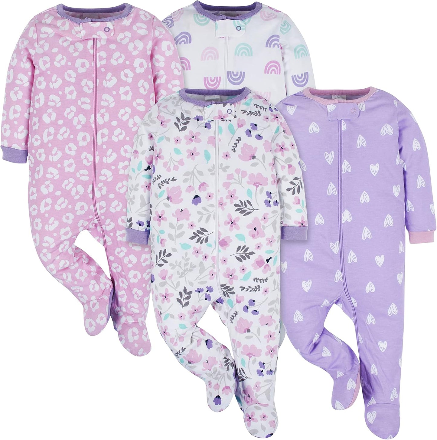 Onesies Brand Baby Girls' 4-pack Sleep 'N Play Footies Multi Pack