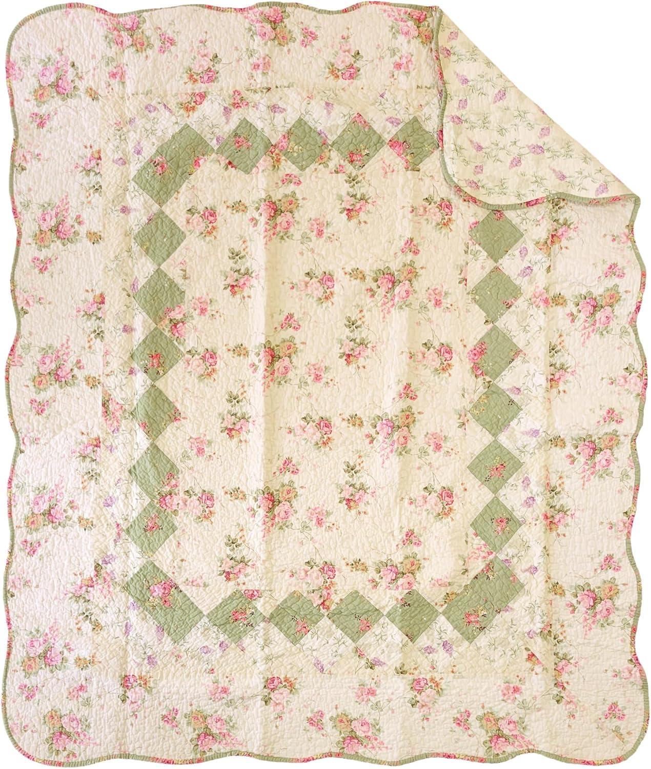 Greenland Home Bliss 100% Cotton Authentic Patchwork Throw Quilt, 1-Piece, 50 x 60 inches