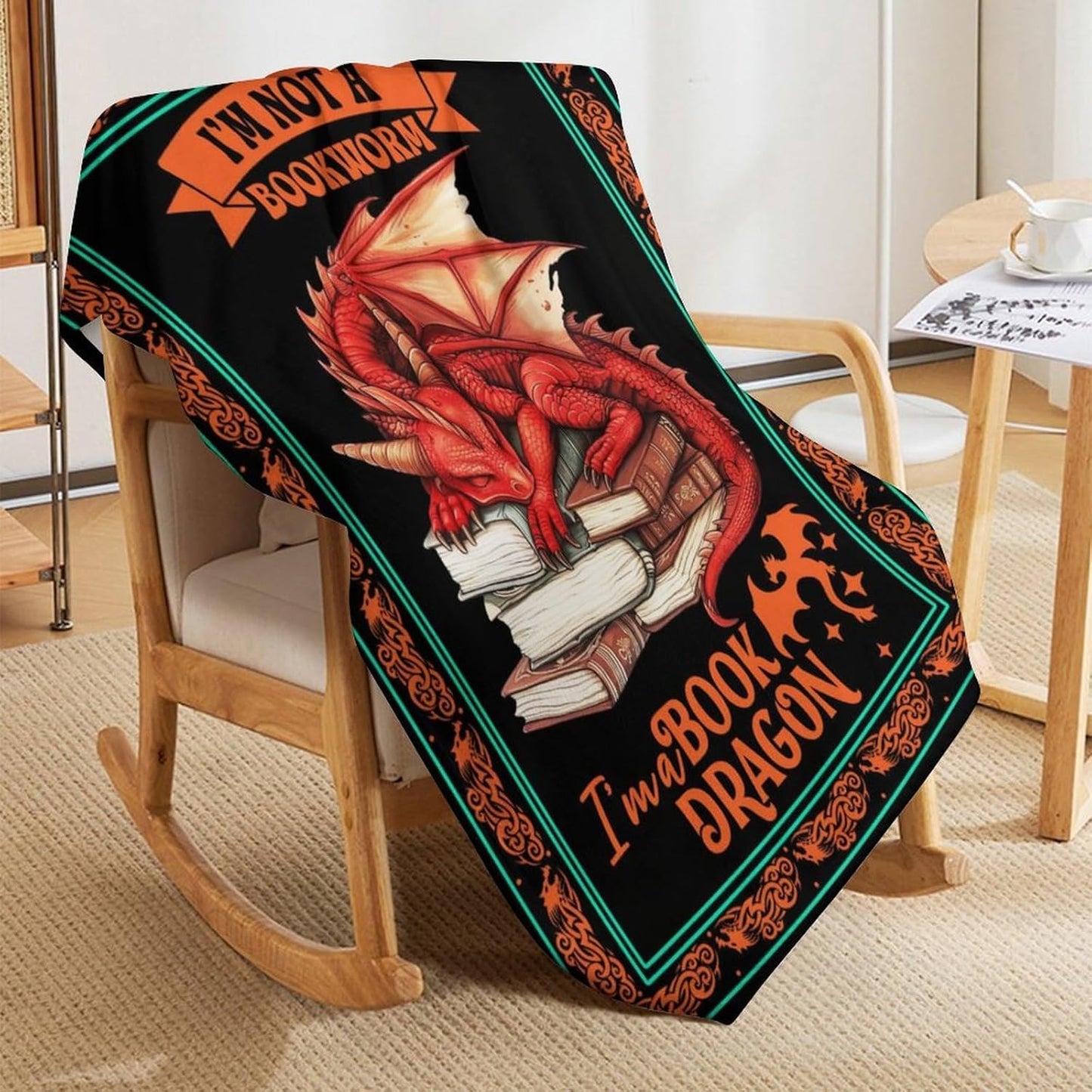 Dragon Throw Blanket - Soft Flannel Dragon Blanket for All - Warm Throw for Teens, Adults, Women, Men - 70"x50"