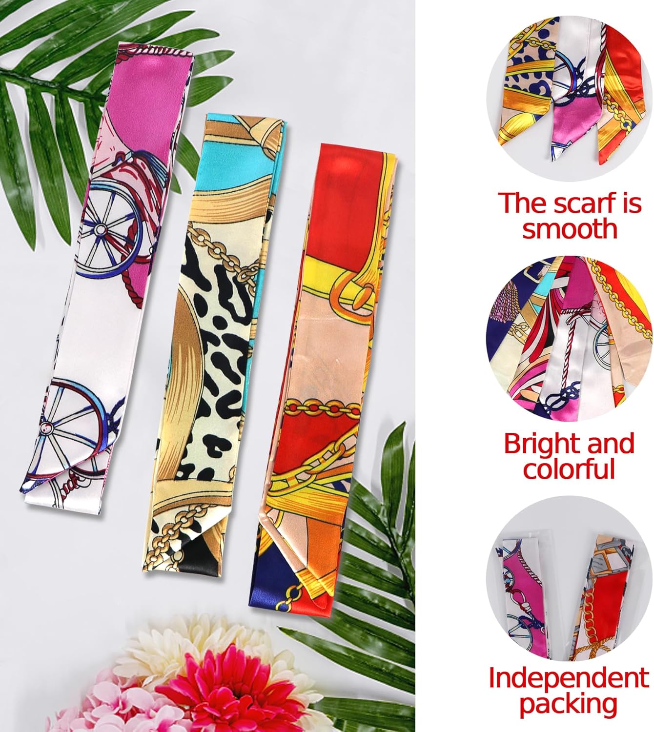 Hajoyful Neckerchief Scarf - Hairband Handbag Handle Ribbon Fashion Bag for Women Girls Decoration