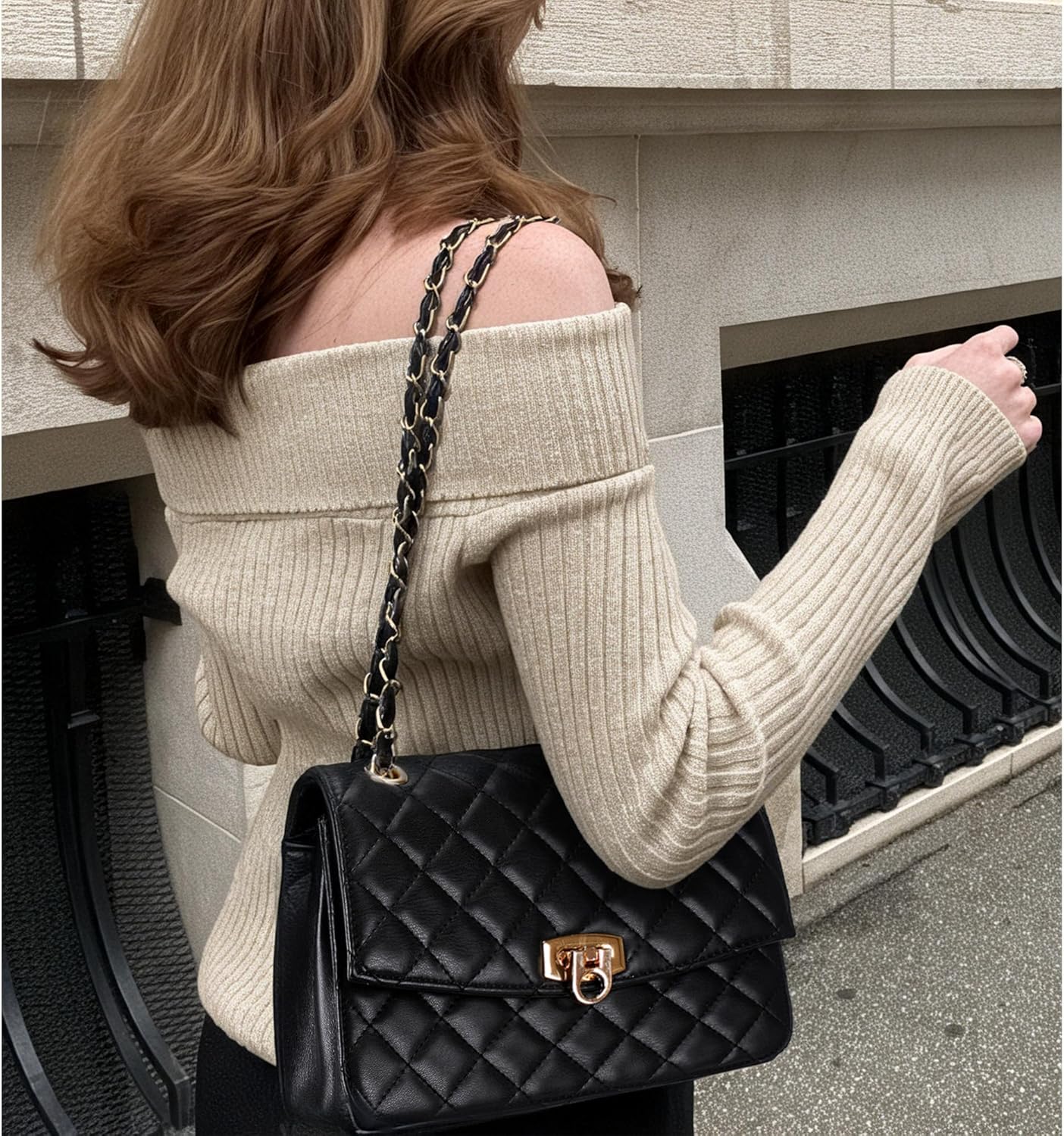 GEMIU Quilted Purses for Women Crossbody Purses Small Purse Ladies Shoulder Bag with Chain Strap