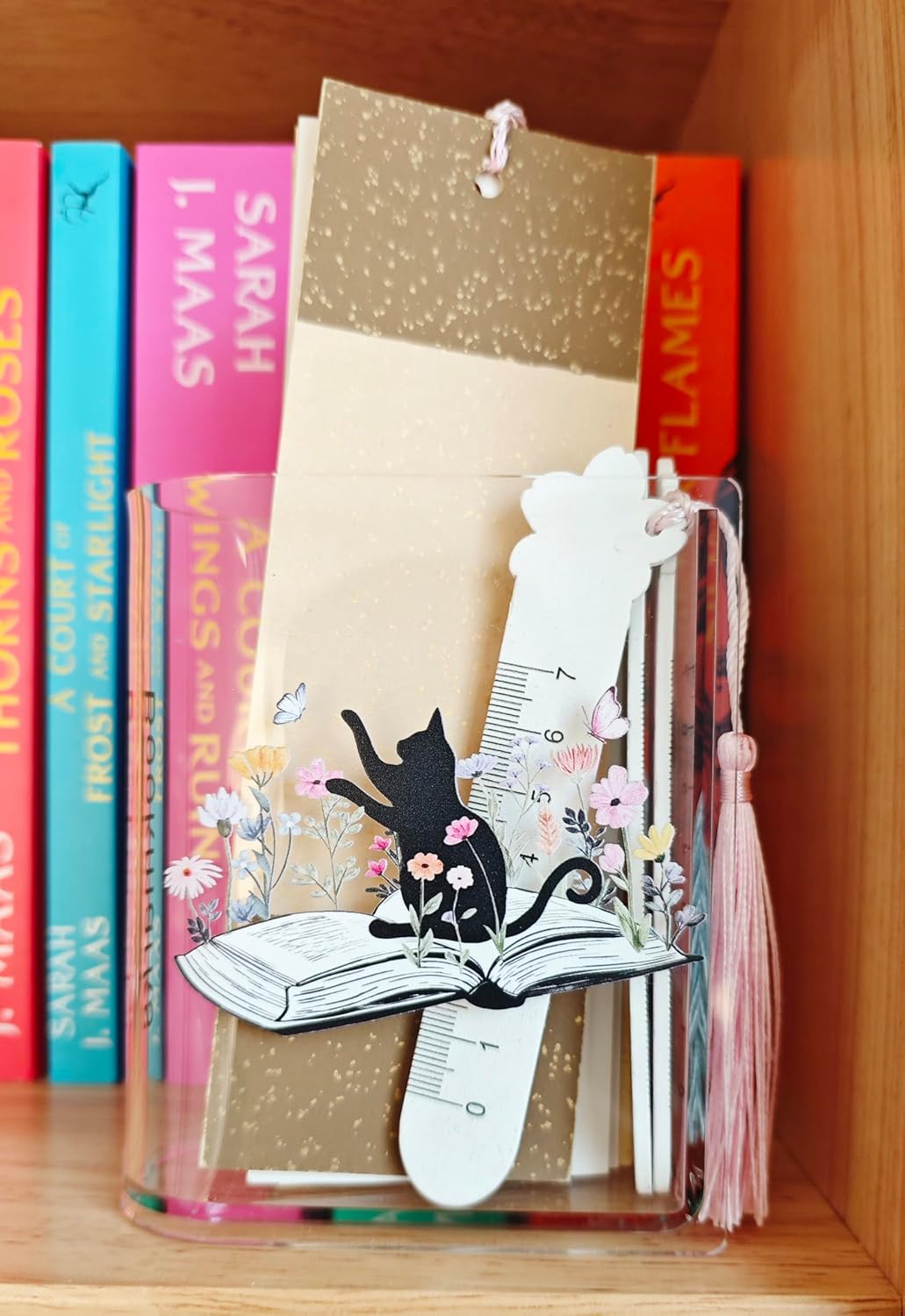Book Shaped Bookmark Holder, Reading Accessories Gift for Book Lovers, Women, Librarians (cat)