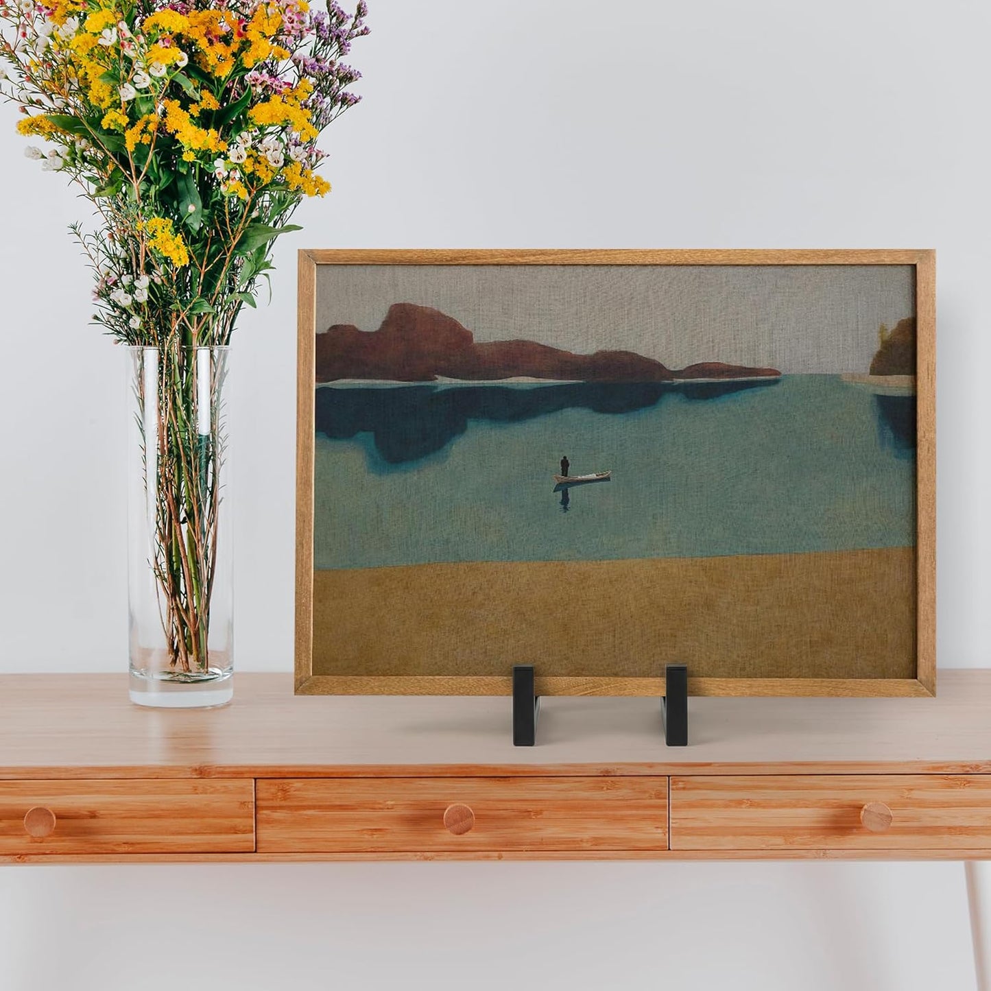Plate Holder Stands for Display - 8 Inch Metal Picture Plaque Frame Photo Stand Displaying, Large Black Easels for Books Platters Artworks Collectibles Dishes Creation Tabletop Decor