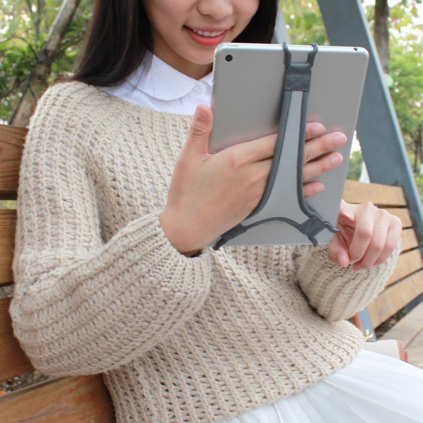 TFY Security Hand Strap Holder Finger Grip for Tablet -Compatible with Fire 7Inch / Fire HD 8 / iPad mini/Galaxy Tab S 8.4 / Galaxy Tab 2/3 / 4 / Galaxy Tab 7.7 (Grey)