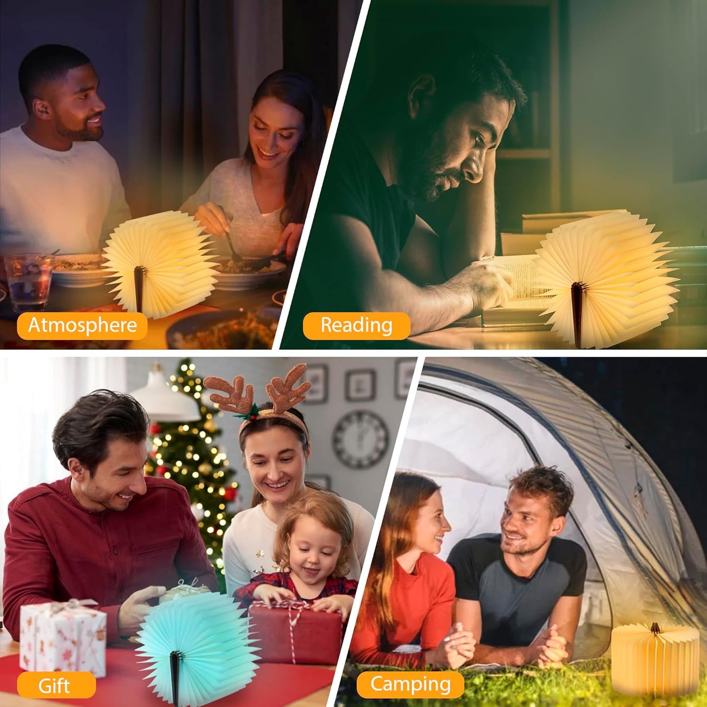 Unique Gifts for Book Lovers Women, 12 Colors Portable Book Lamp with Remote, Folding Book Light, Lovely Gift for Christmas, Birthday, Back to School & Bookshelf & Home Decor (Walnut)