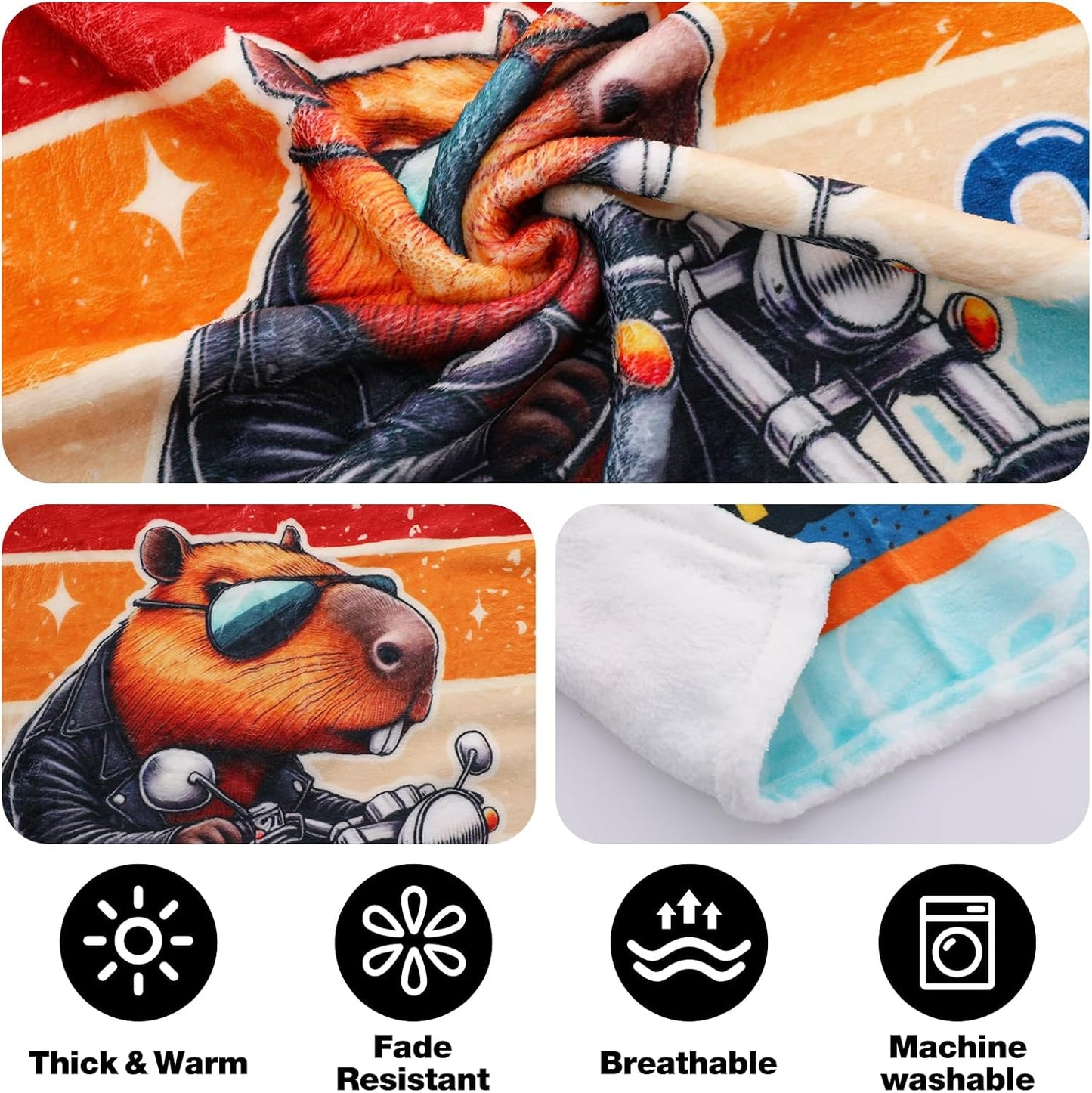 Cute Capybara Throw Blanket Gifts, Funny Capybara Soft Fuzzy Flannel Plush Blanket, Brown Capy Mouse Cozy Warm Blankets for Women Girls Home Bed Sofa Crib Couch Travel Throws Blankets 50'' x 60''