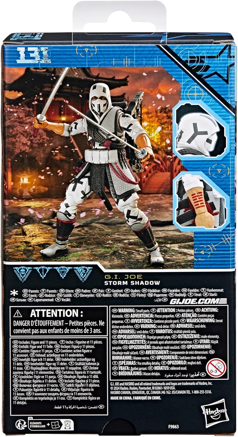 G.I. Joe Classified Series #131, Storm Shadow, Collectible 6 Inch Action Figure, Ninja Toy with 11 Accessories