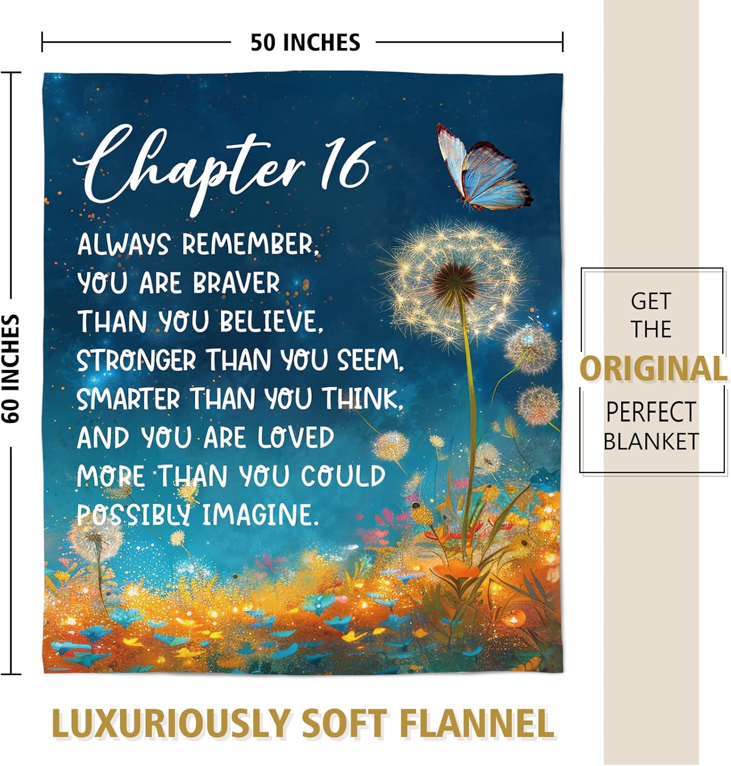 Sweet 16 Gifts for Girls, Chapter 16 Birthday Decorations Blanket, 16th Birthday Gifts for Girls Teen Daughters, 16 Year Old Girl Gift, 2010, Soft Inspirational Dandelion Blankets 50''x60''