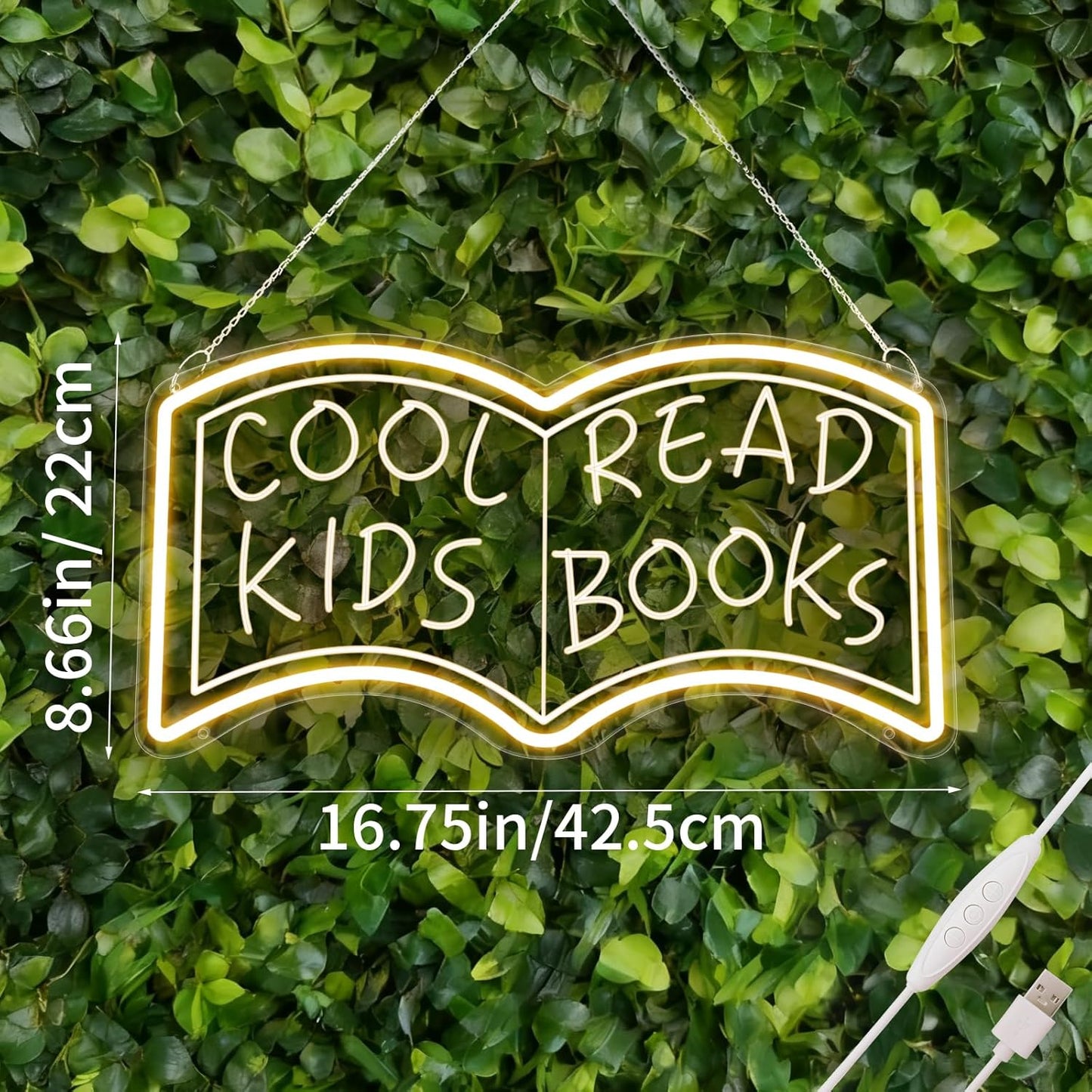 Cool Kids Read Books Neon Signs for Wall Decor Suitable for Library, Classroom, Reading Corner, Bedrooms. Book Neon Light Sign with Adjustable Dinmmer Switch Reading Letter LED Neon Lights 16.75''*8.66''Warm White
