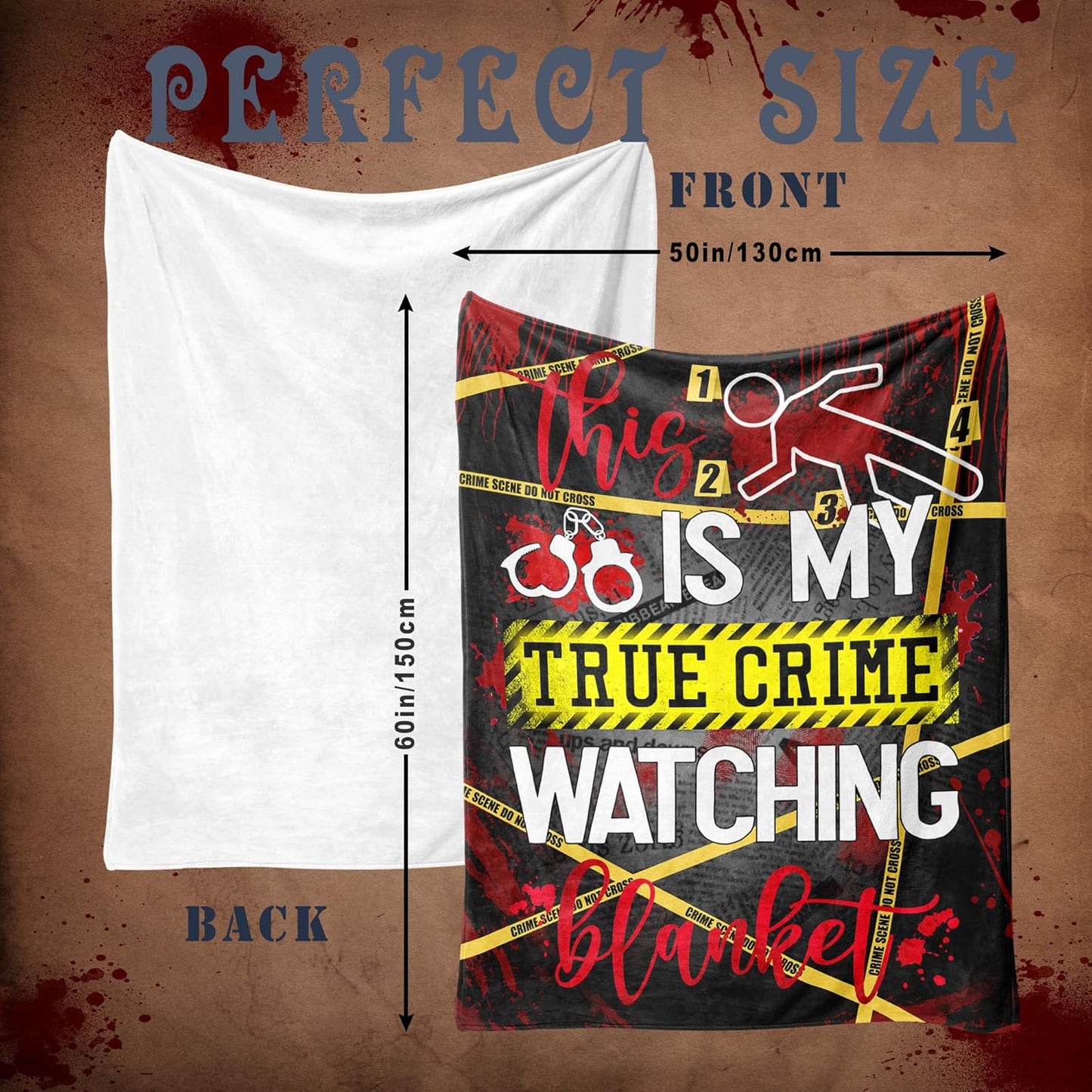 True Crime Gifts, True Crime Christmas Blanket 60"x50", Serial Killer Gifts, True Crime Gifts for Women/Men, Crime Show Lover Gifts, Gifts for True Crime Lovers, Crime Scene Gift（Black）