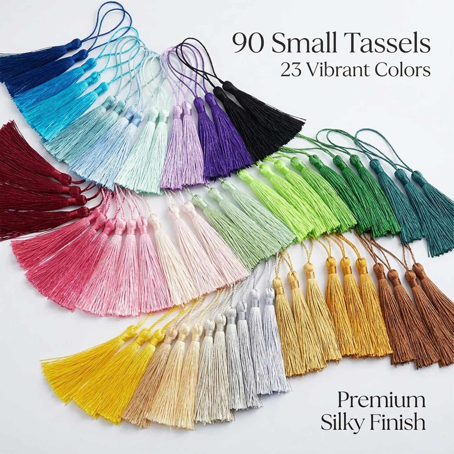 MAQIHAN Bookmark Tassels Bulk - 90PCS Mini Tassels with Loops, 23 Colors Tassel for Crafts, 5.1 Inch Tassel for Keychain Making, Decoration, DIY Bookmarks, Graduation, Keychain, Jewelry