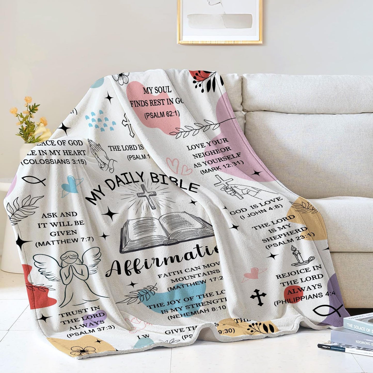 Christian Gifts for Women, Religious Blanket Gifts, Bible Verse Blanket for Women, Soft Flannel Throw Blankets 60"x50"