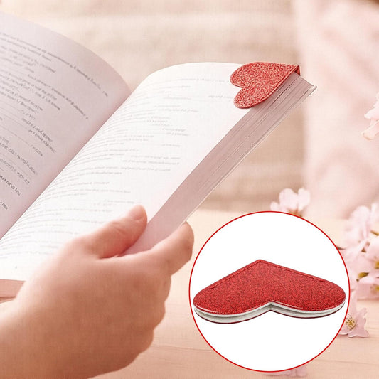 6Pcs Leather Love Heart Bookmarks - Colorful & Bling Corner Page Book Marks for Teachers Students Book Reading Lovers - Cute Heart Book Page Holder for Girls Women - Handmade Reading Gifts