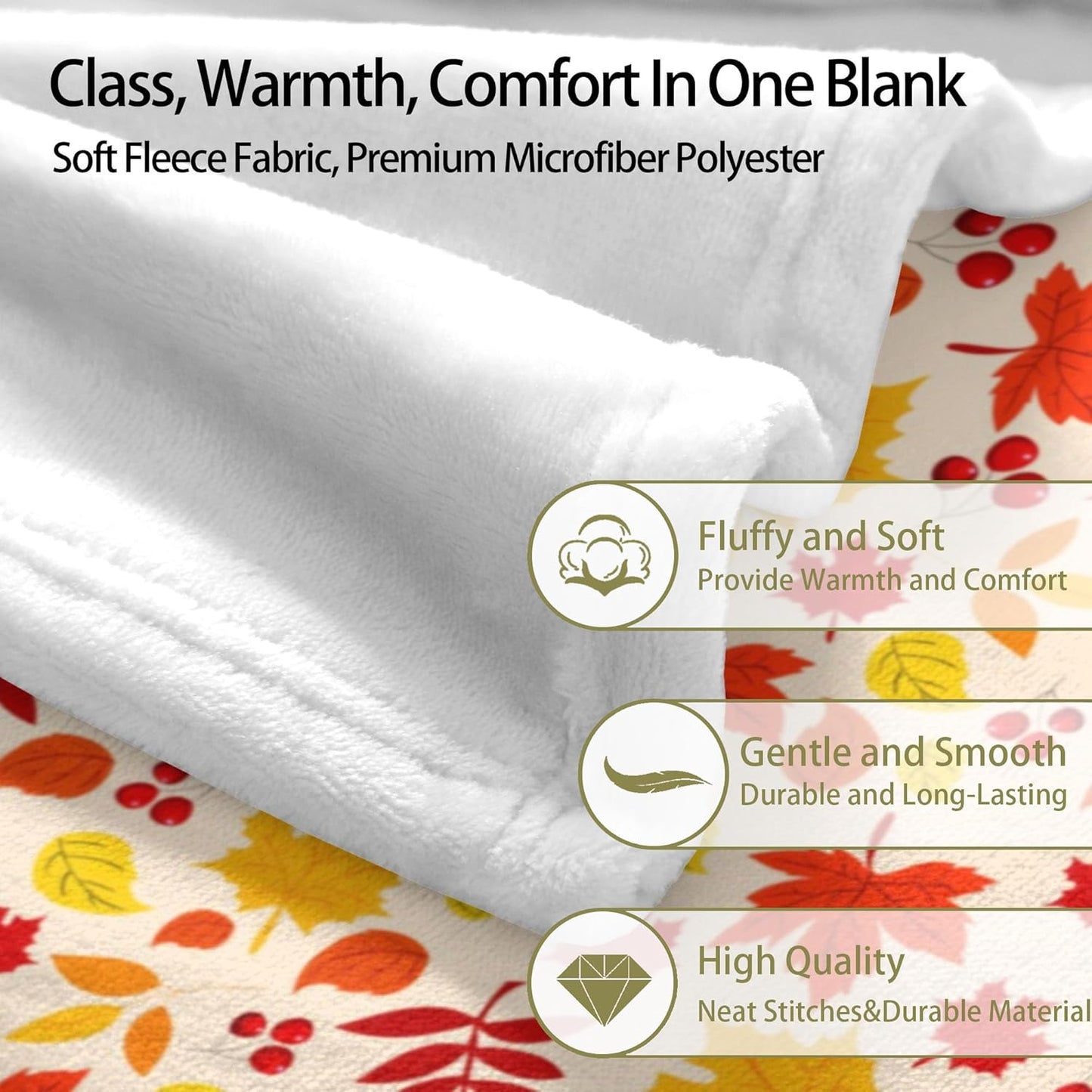 Fall Throw Blanket, Orange Maple Leaves Soft Fuzzy Plush Fleece Blanket, Cozy Warm Flannel Autumn Blankets for Couch Sofa Bed Living Room Home Decor Thanksgiving Gifts Ideas 50"X60"
