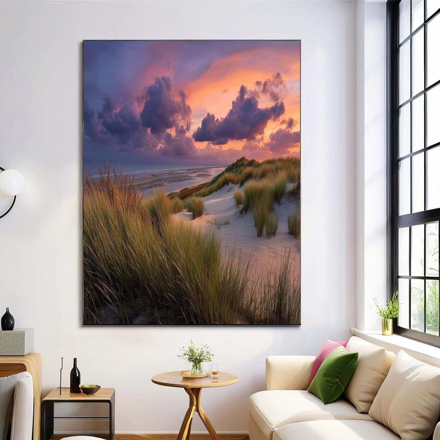 GDJSMIN Seaside Theme Wall Art, Sunset Dune Landscape Poster for Reading Room Living Room Decor 12x 16 inch Unframed