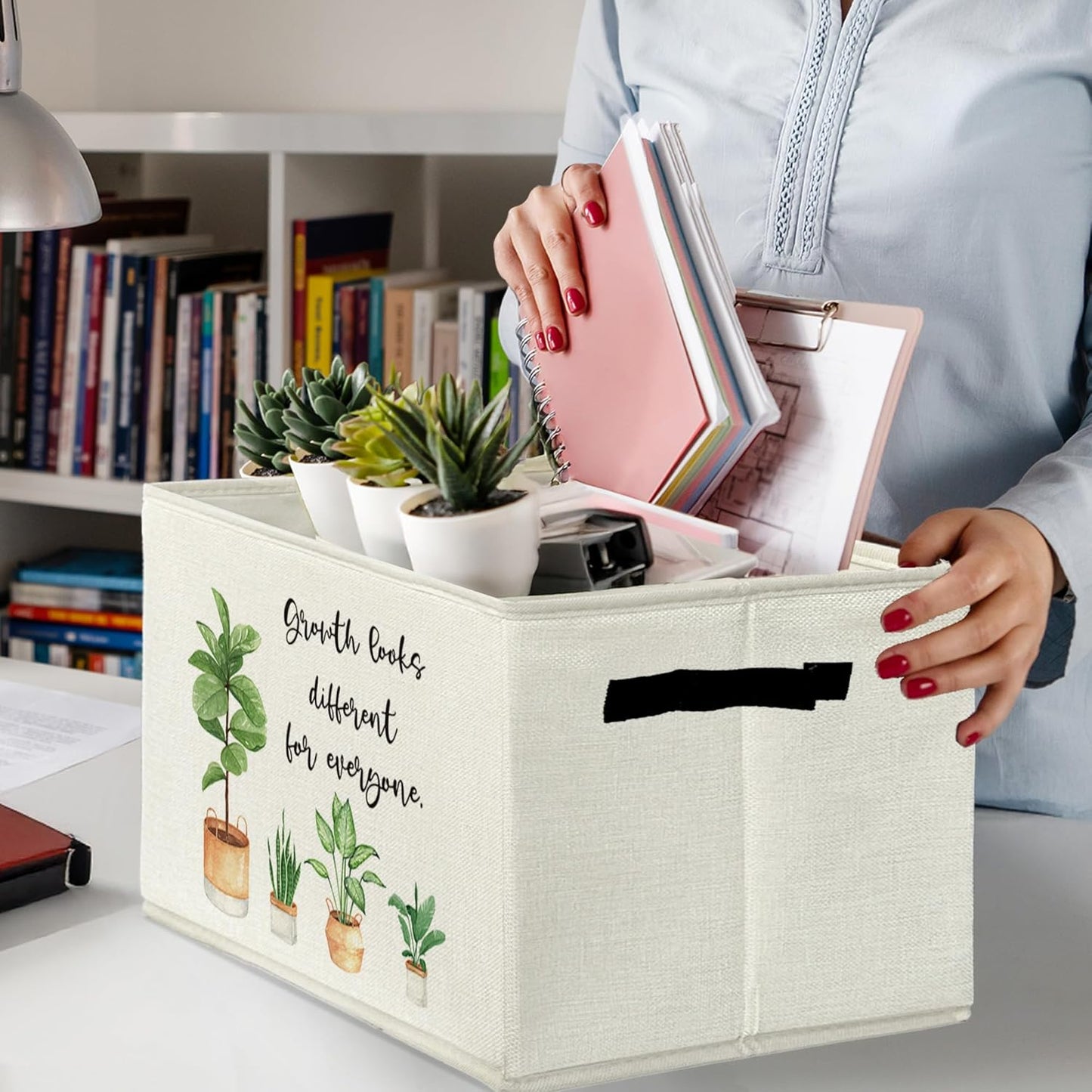 Inspirational Storage Bins & Boxes with Handles, Mental Health Foldable Basket for Organizing, Growth Mindset Positive Collapsible Storage Basket for Kids Bedroom Bathroom Clothes Toys Books