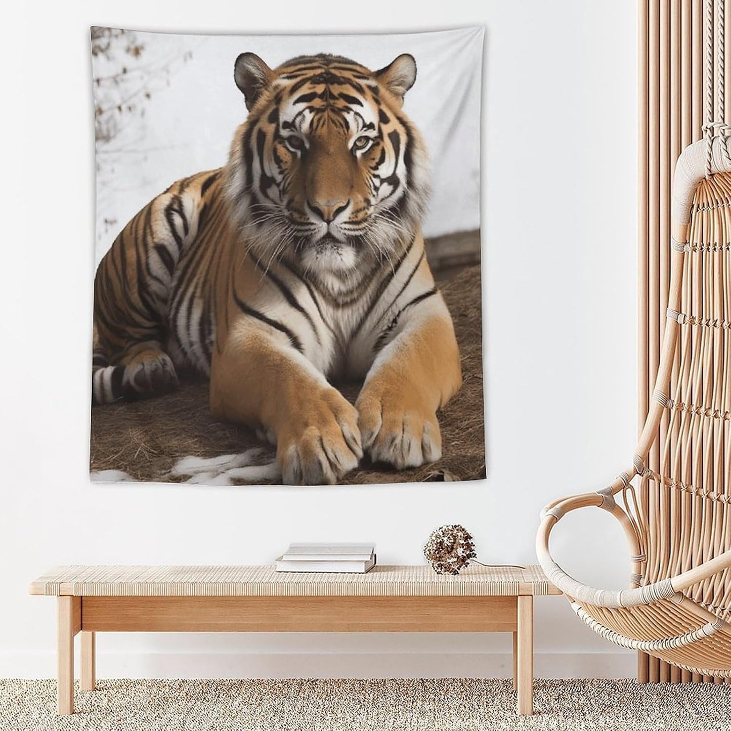 FodPand Big Tiger Tapestry Anti-fading Wall Tapestry with Installation Kit Backdrop Banner Multipurpose Aesthetic Tapestries Boho Wall Art Hanging Decorative Blanket 50"x60"
