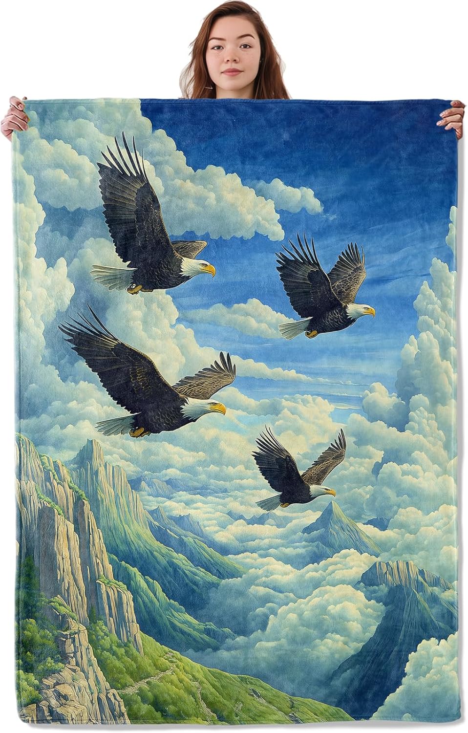 Soaring Eagle Blanket, Soft Warm Cozy Throw Blanket Gifts for Adults Kids Women, Lightweight Fuzzy Comfy Flannel Blankets for Couch, Travel, Bed, Home Decor 60×50 Inch