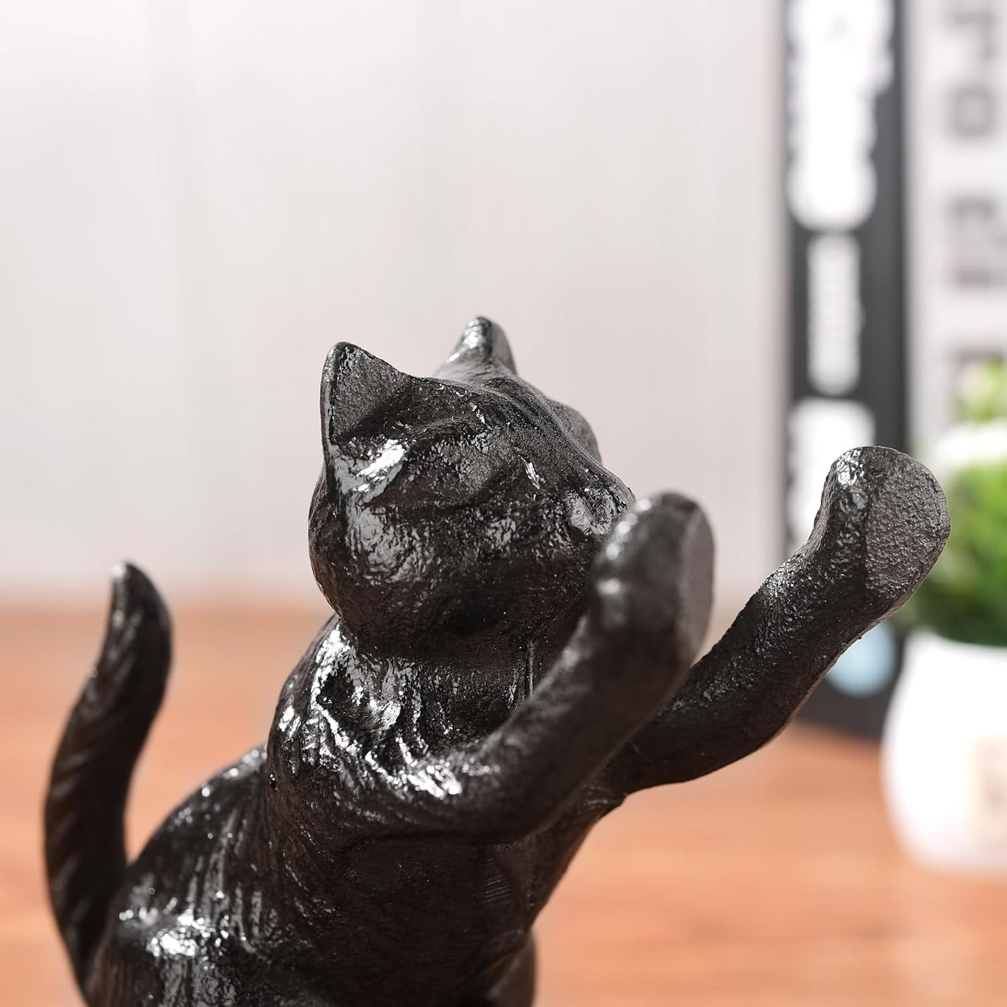 Book Ends for Shelves Decorative, Cast Iron Heavy Duty Bookends for Heavy Book, Unique Cute Cat Bookend for Home/Office Decor, Antique Classic Black 2PCS