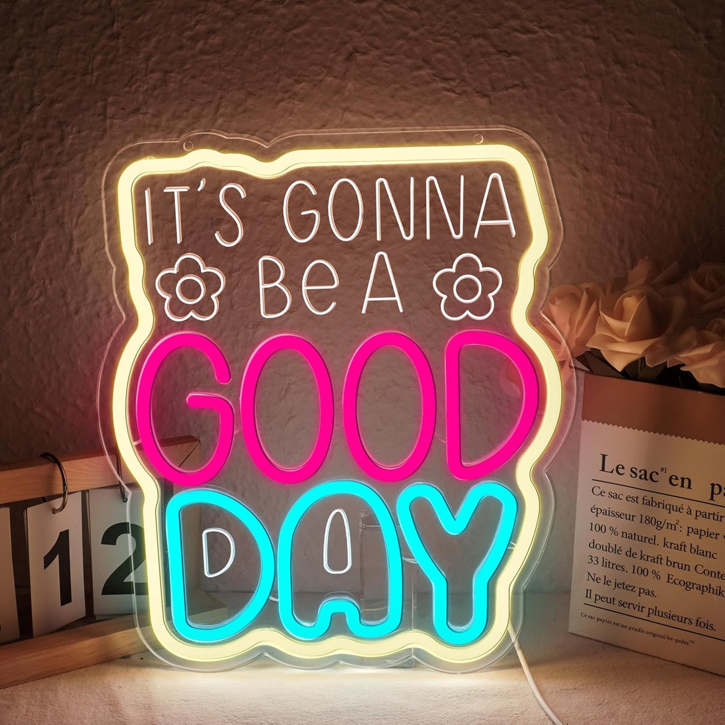 Neon Sign, It's Gonna Be A Good Day Neon Signs for Wall Decor, Dimmable Acrylic Neon Lights for Living Room Bedroom Playroom Restaurant Bar Pub Club Hotel Commercial Streets Party Decorations