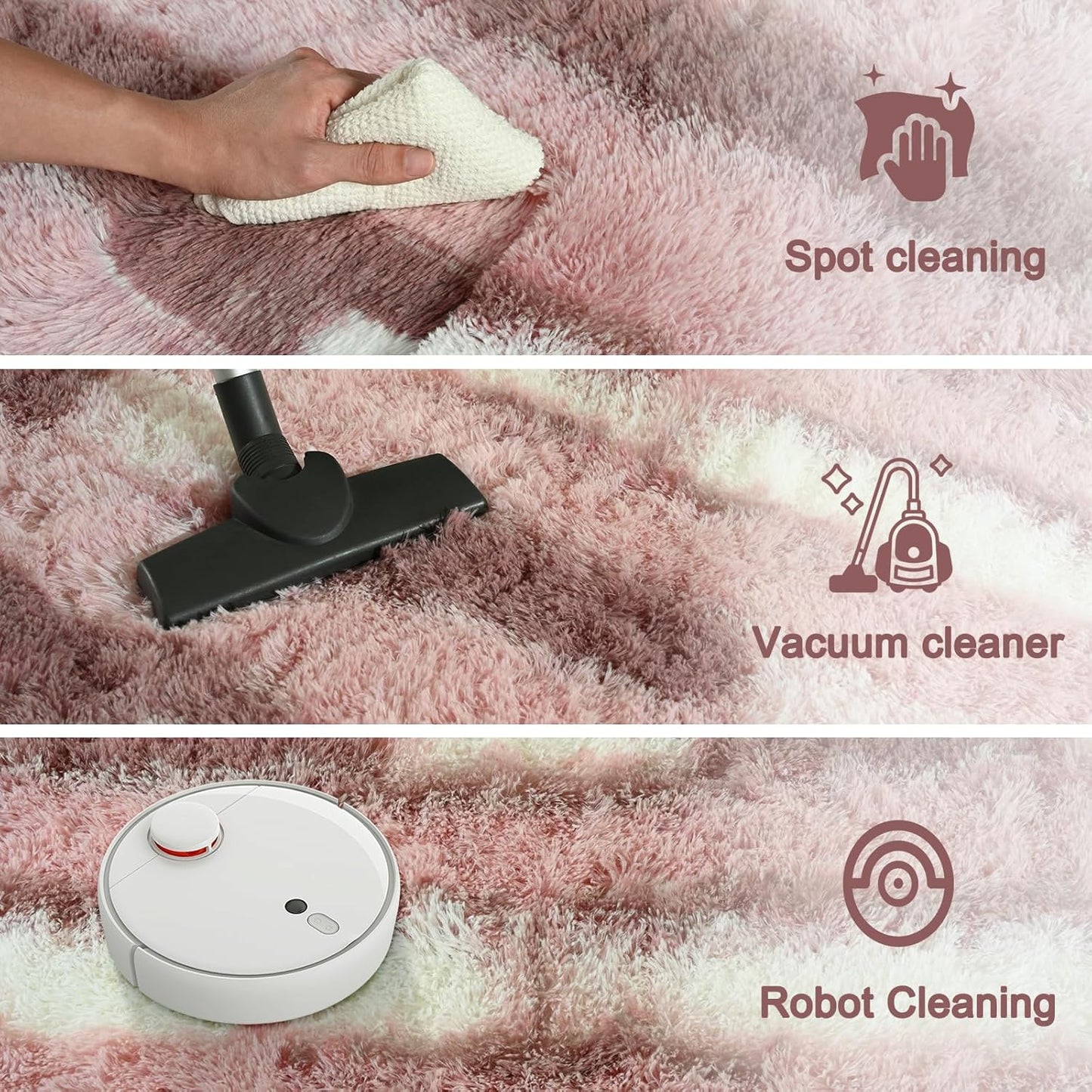 Pink White Striped Rugs for Girls Bedroom, 4x6 Feet Fluffy Cute Kids Room Decor Aesthetic Area Rug, Fuzzy Shaggy Carpets for Living Room, Playroom, Nursery, Indoor Non Slip Washable Carpet