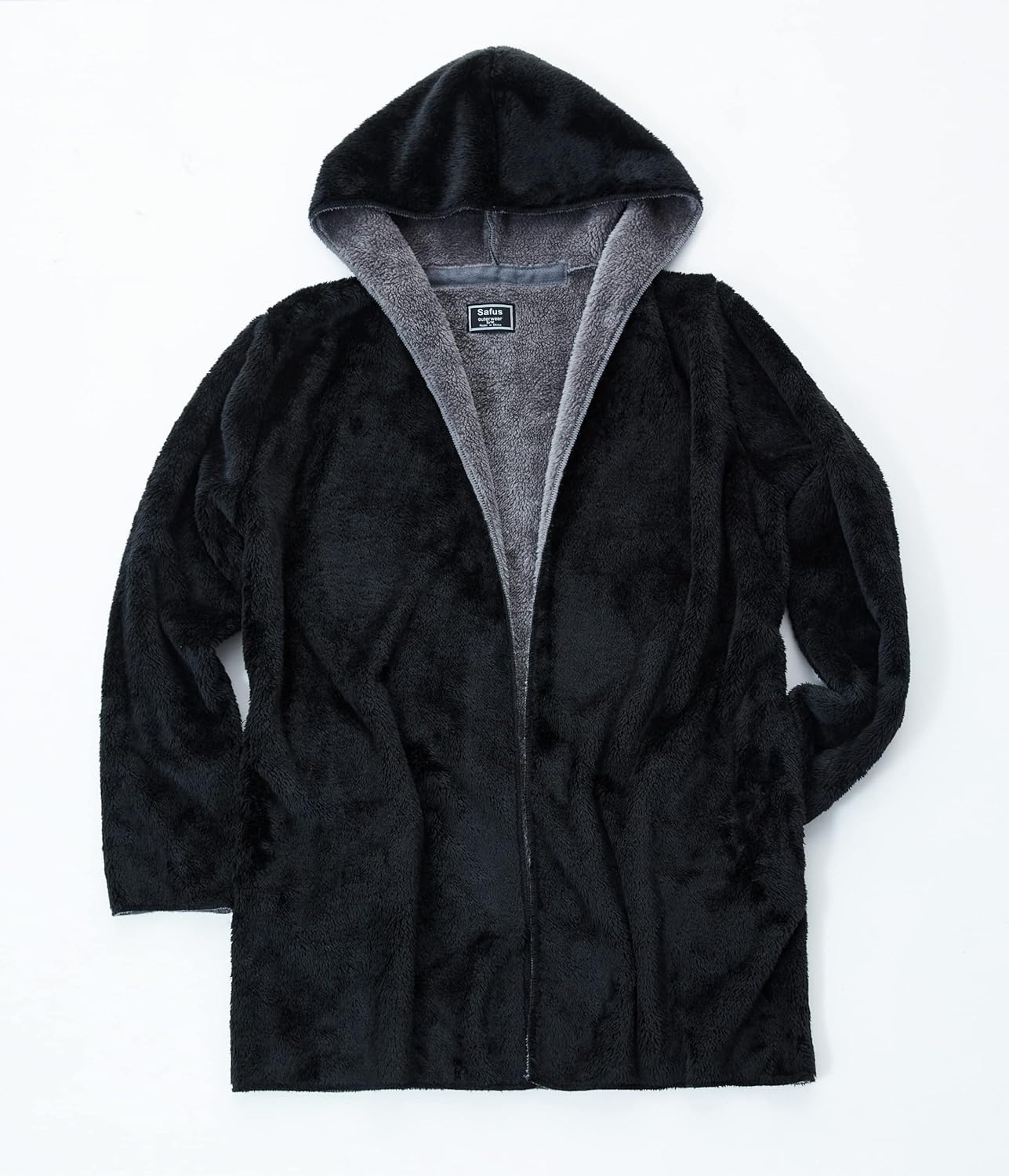 Wearable Blanket Hoodie in Thick Fleece Jacket with Pocket - Black - Large Size - for Women and Men, Warm and Cozy