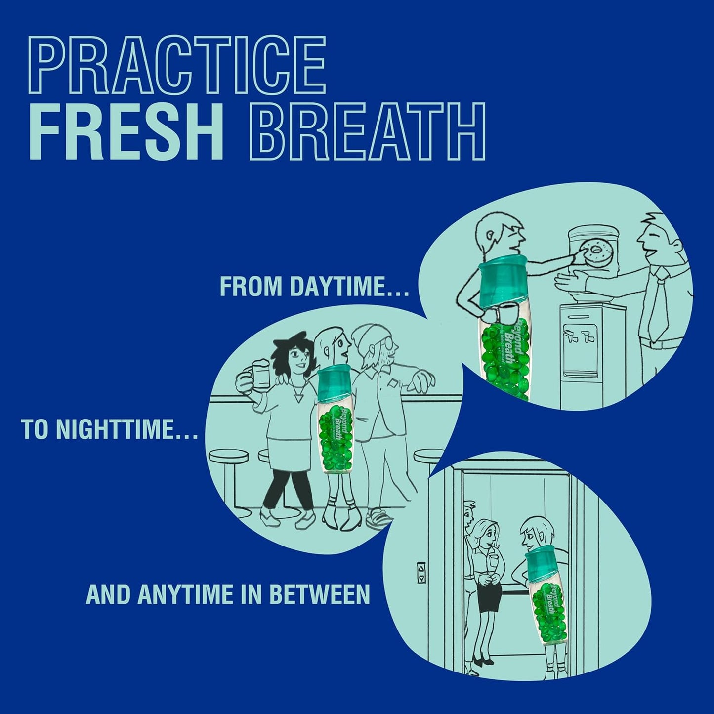 Breath Freshening Capsules, Fresher Breath From Inside-Out, Even Works On Bad Breath From Garlic, Lasts Up To 8 Hours, 50 Capsules