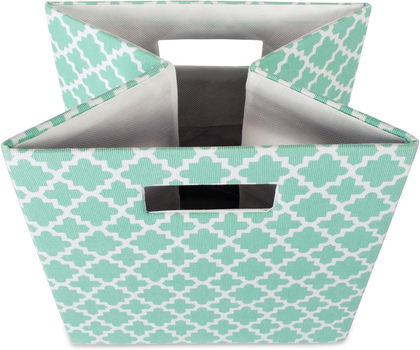DII Hard Sided Collapsible Fabric Storage Container for Nursery, Offices, & Home Organization, (13x13x13) - Lattice Aqua