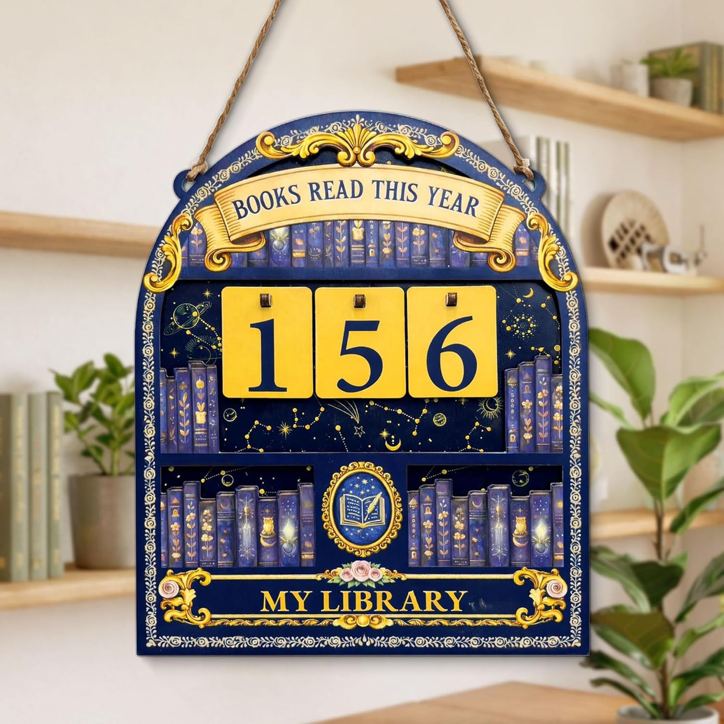 Books Read This Year Counter Sign Bookish Gifts for Men Women - Reading Tracker Ornament Bookshelf Decor - Book Lover Gifts for Readers Bookworms
