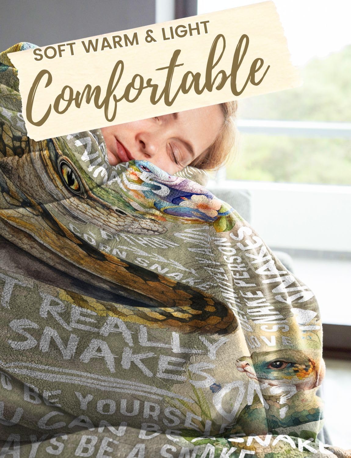 Snake Lovers' Gift: Cobra Blanket Throw, 50x65 Inches - Snakes as Spirit Animals