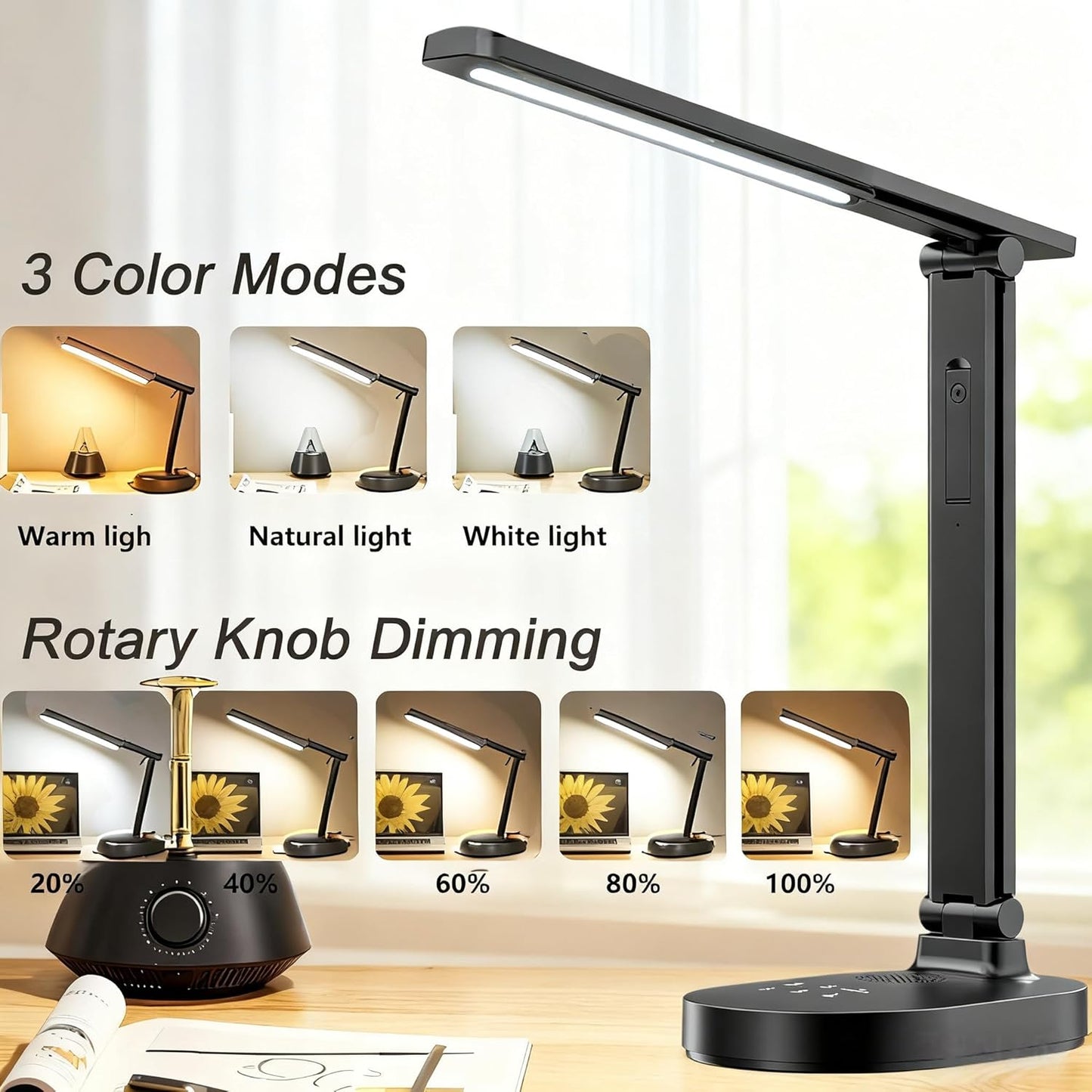 Smart WiFi Baby Monitor with Camera, Eye-Care Desk Lamp with 5 Brightness, Baby Monitors 2k HD, 2-Way Talk, 2.4 GHz Motion Detection Indoor Camera for Baby/Elderly/Pet