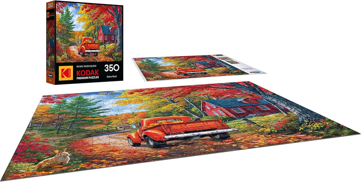 RoseArt - Kodak - Maine Road 350 Piece Jigsaw Puzzle, Scenic Autumn Landscape Puzzle for Adults