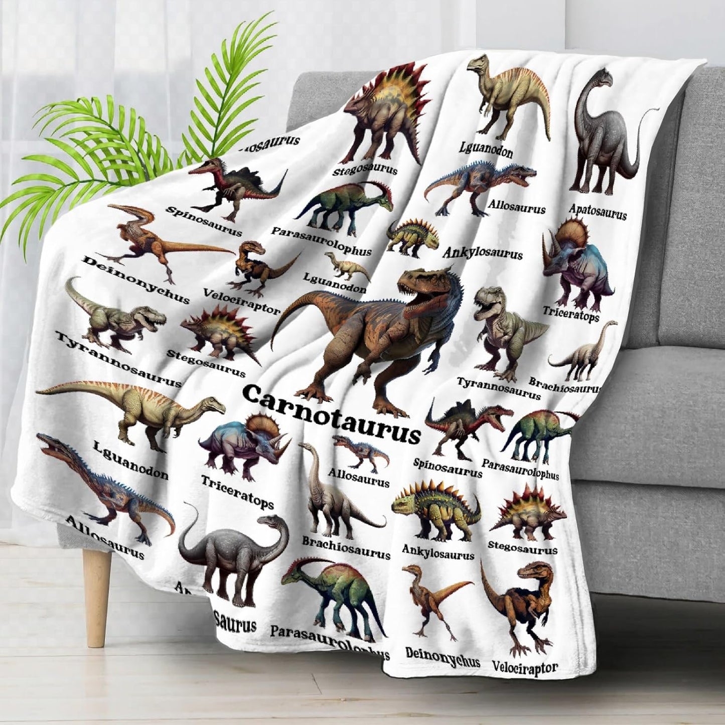 Dinosaur Blanket Gift for Boys, Jurassic Dino Dinosaurs Throw Blanket Gifts for Teens Girls Animal Wild Decor Plush Soft Lightweight Flannel Fleece Dinosaurs Blankets for Sofa Bed Chair 60x50In