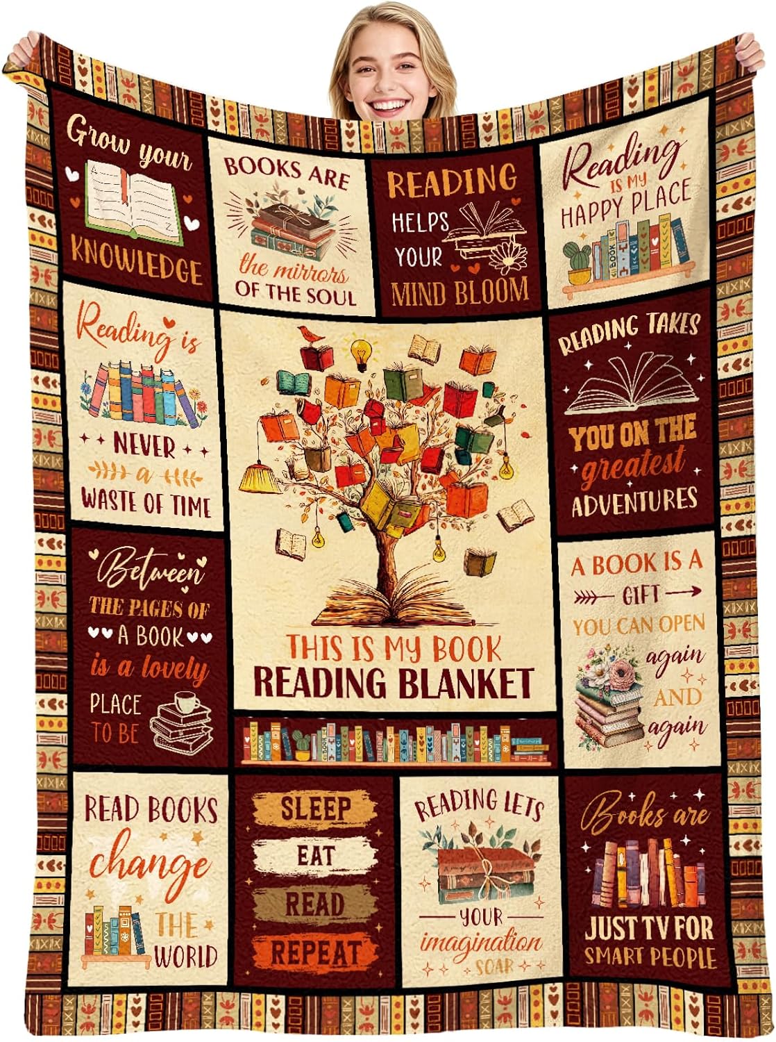 Book Lovers Gifts Blanket, Book Reading Throw Blanket, Librarian Bookish Books Club Gift for Women Readers Bookworms Birthday Graduation Present Ideas Soft Flannel Blankets 50'' x 60''