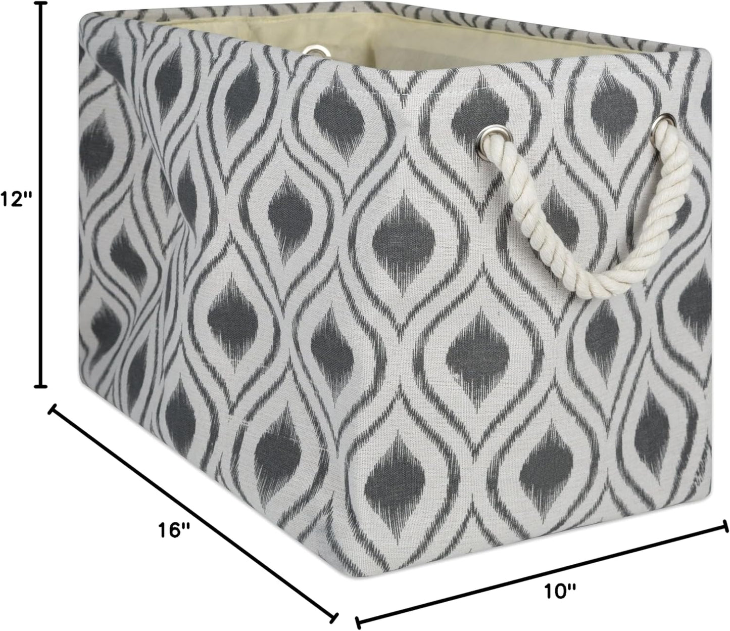 DII Polyester Container with Handles, Ikat Storage Bin, Medium, Mineral Gray