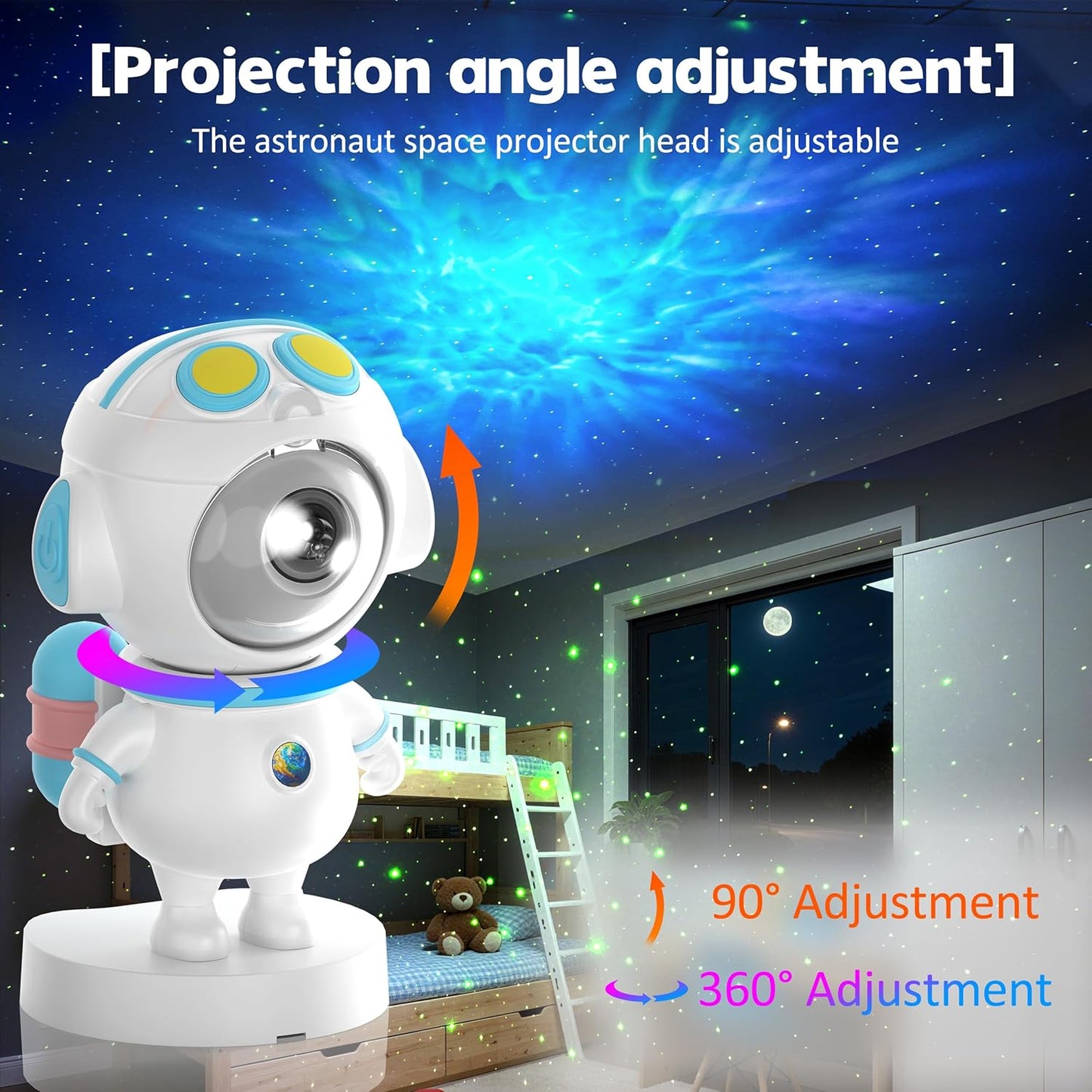 Apollo Star Galaxy Projector Night Light with 16 Light Effects, Nebula Ceiling LED Lamp for Bedroom and Room Decor, for Parties&Christmas &Birthday& Kids Gifts (Blue)