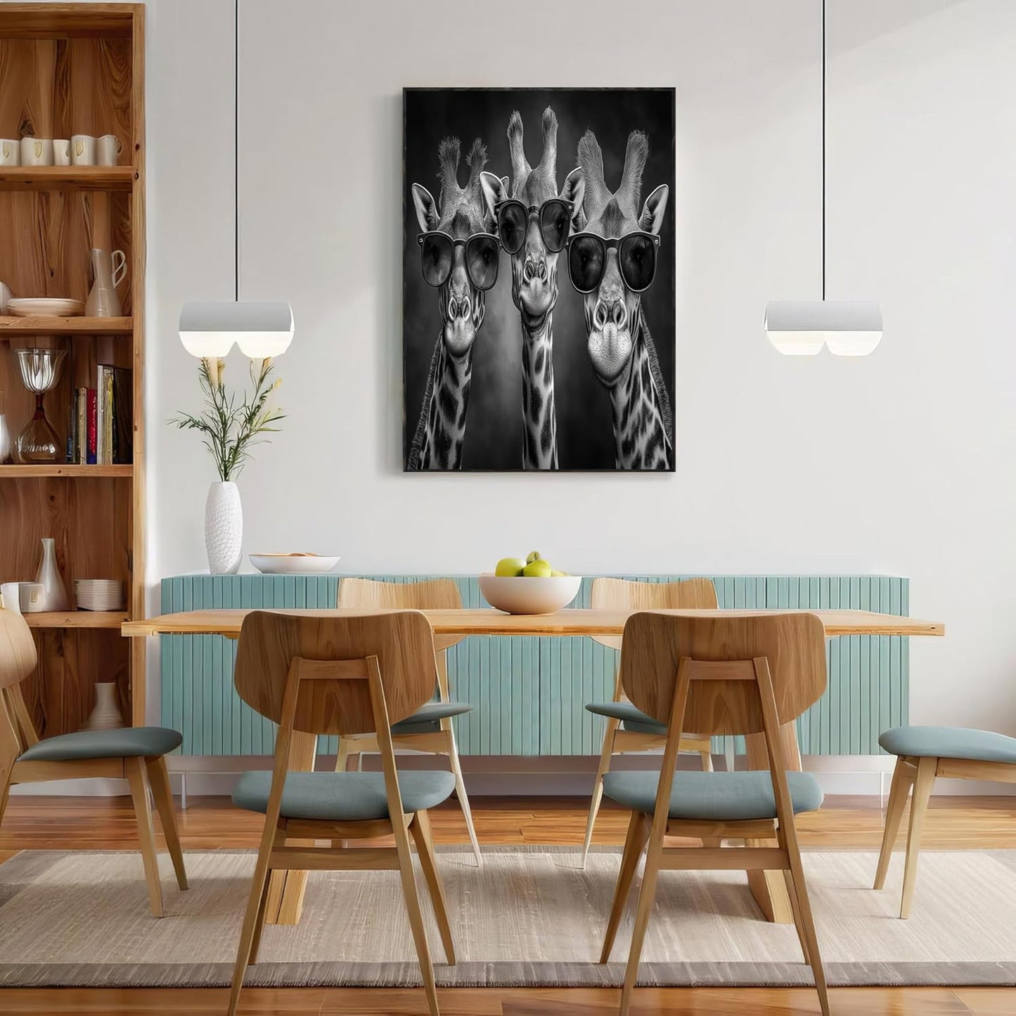 GDJSMIN Humorous Scene Wall Art, Sunglasses Giraffe Poster for Reading Room Living Room Decor 24 x 36 inch Unframed