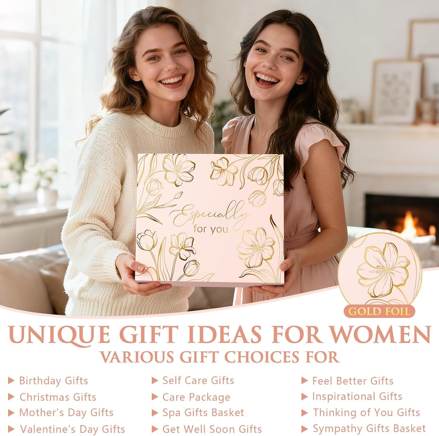 Mothers Day Birthday Gifts for Women Self Care Package, Get Well Soon Gift Baskets for Women Spa Gifts Set, Unique Thinking of You Inspirational Sympathy Easter Gift Baskets for Mom Her Friend Sister