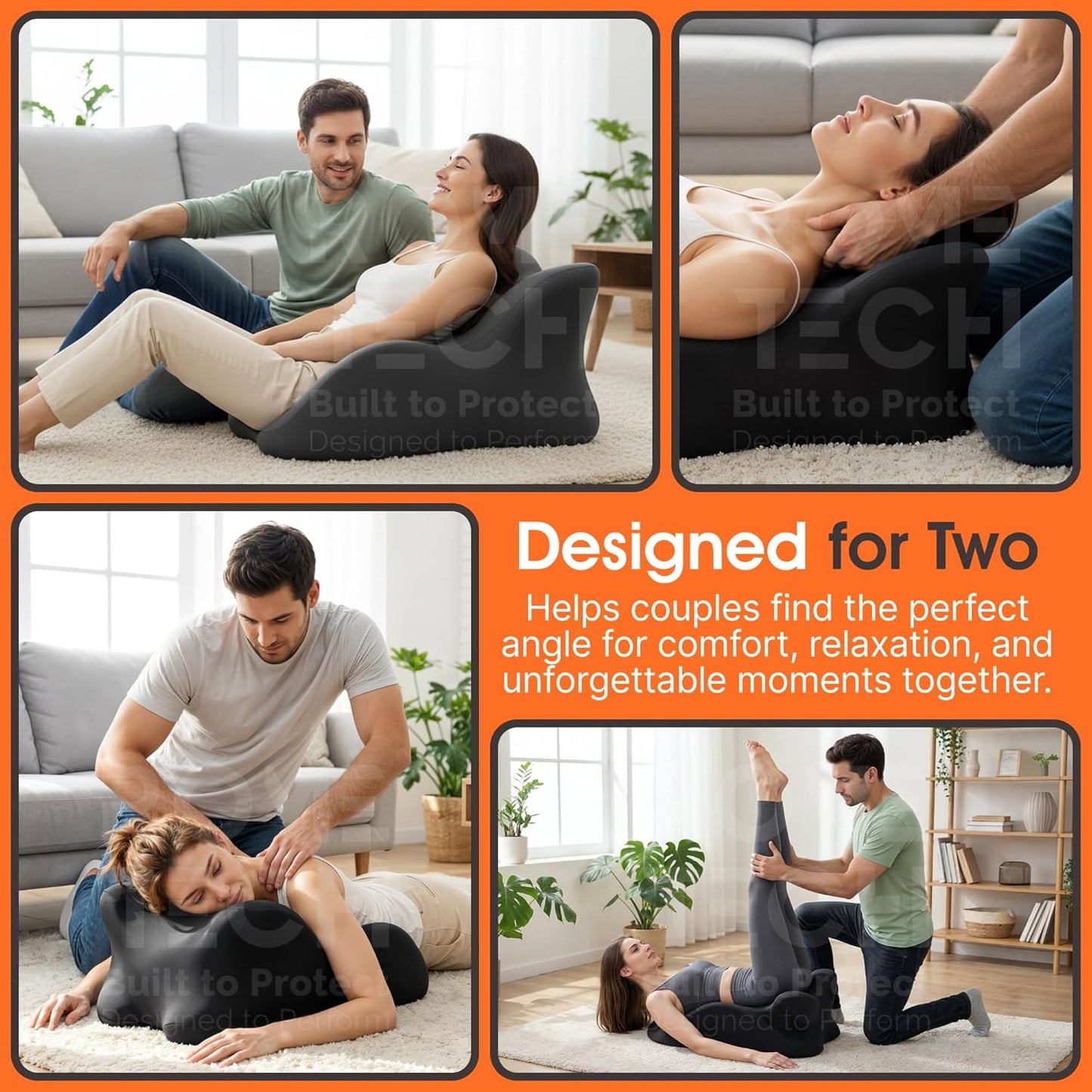 Rome Tech Memory Foam Ergonomic Wedge Pillow – Prone Support Orthopedic Pillow for Sleeping, Reading & Back Relief with Removable Cover- Extra-Large Size Body Pillow - 24 * 17 * 20 inch - Black
