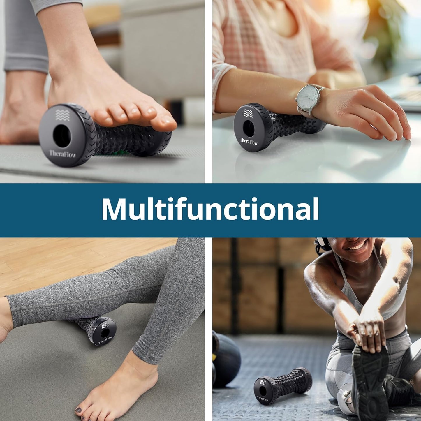 TheraFlow Foot Massager for Plantar Fasciitis Relief - Portable & Lightweight Foot Massager for Neuropathy Pain Relief for Feet, 360° Acupressure Nubs