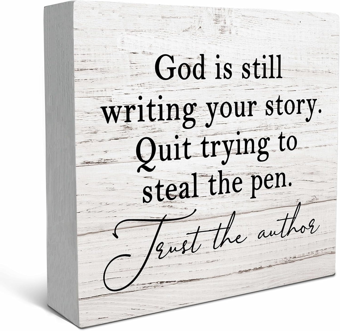 SRADMO God Is Still Writing Your Story, Prayer Room Decor, Christian Bible Verse Decor Wooden Box Sign For Home Office, Inspirational Signs Shelf Table Decorations