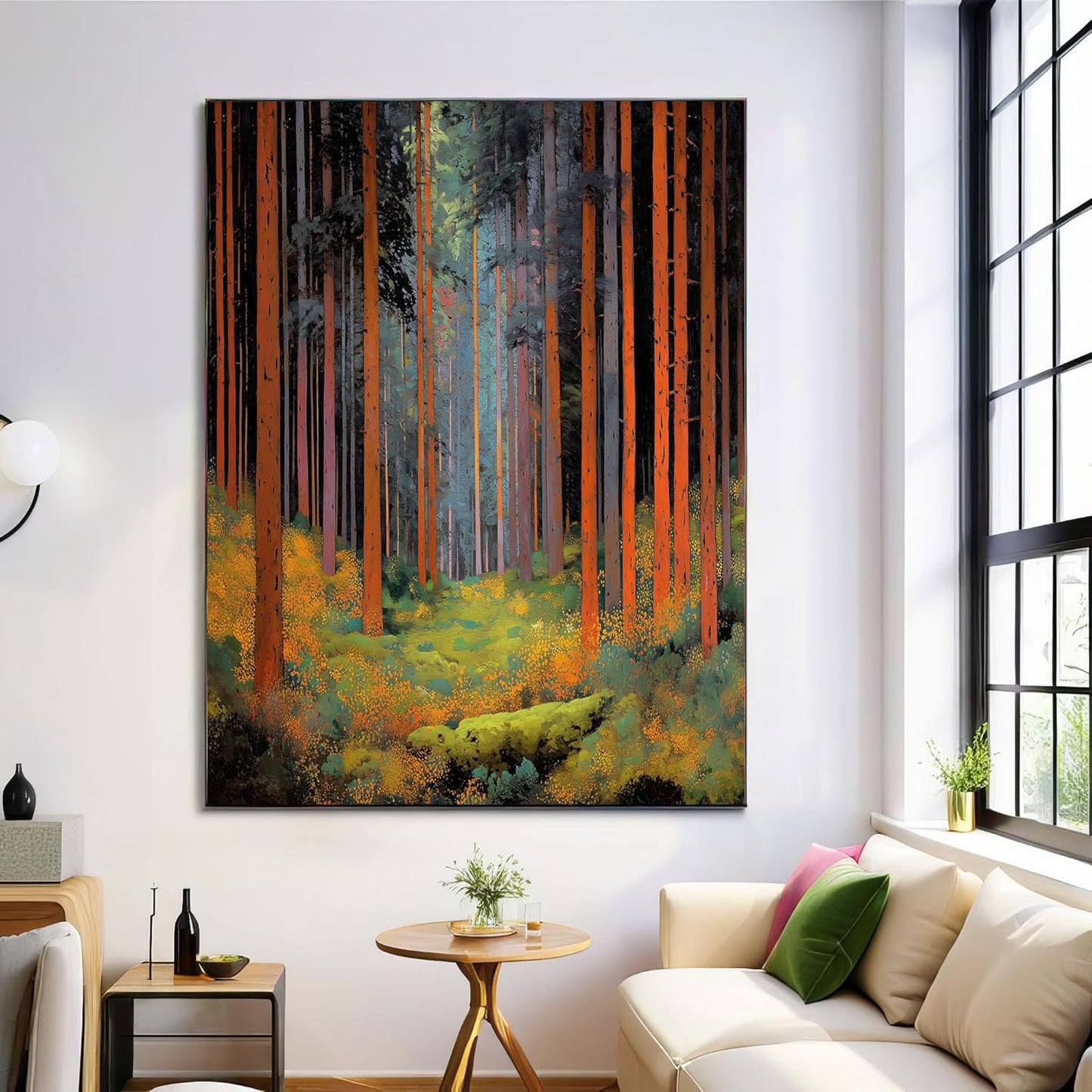 GDJSMIN Abstract Forest Landscape Wall Art, Tall Trees Poster for Reading Room Living Room Decor 12x 16 inch Unframed