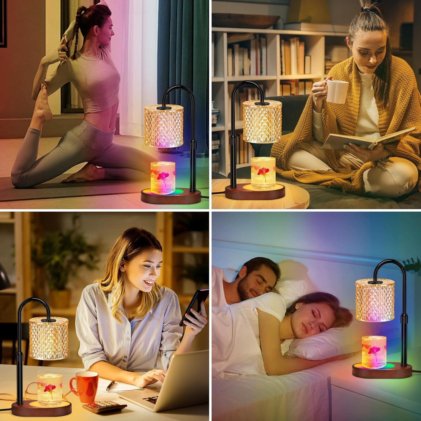 Candle Warmer Lamp with Timer, Dimmer Candle Lamp with RGB Light, Height Adjustable, Ideal Home Decor and Housewarming Gift for Mom, Women