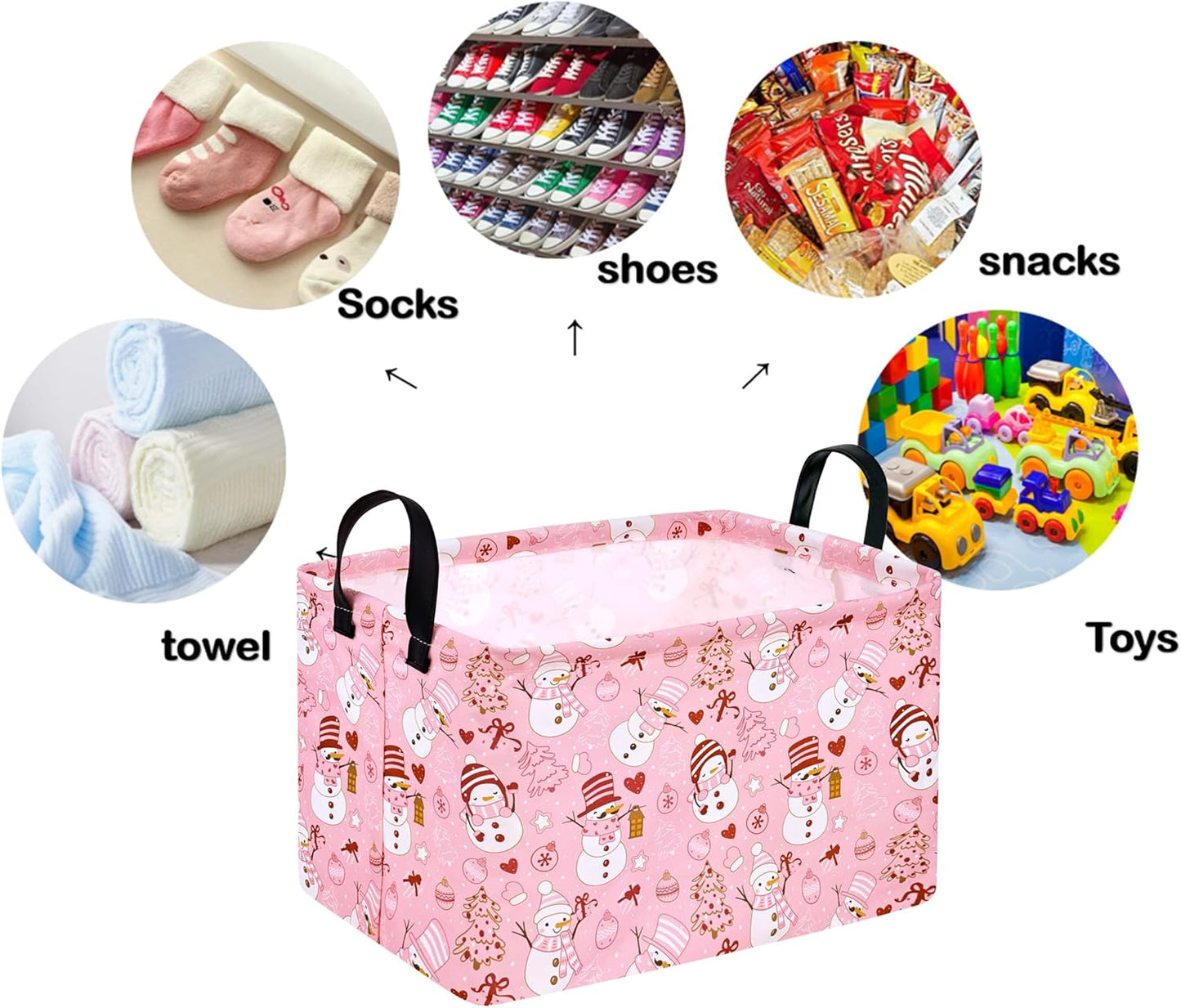 Rectangle Christmas Gift Storage Basket Home Shelf Storage Basket Organizer Box Clothes Laundry Hamper Nursery Basket Laundry Basket with Handles