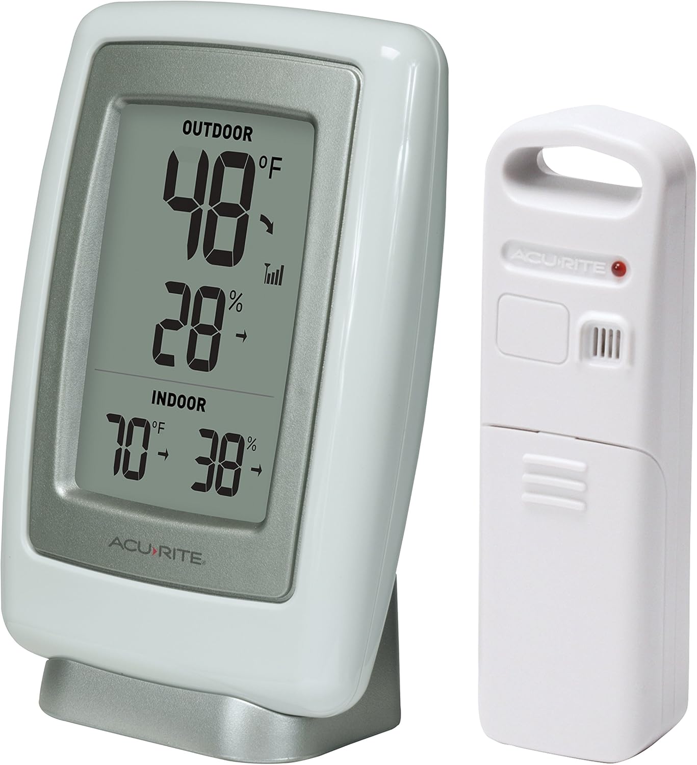AcuRite 00611 Indoor Outdoor Thermometer with Wireless Temperature Sensor & Hygrometer White Small